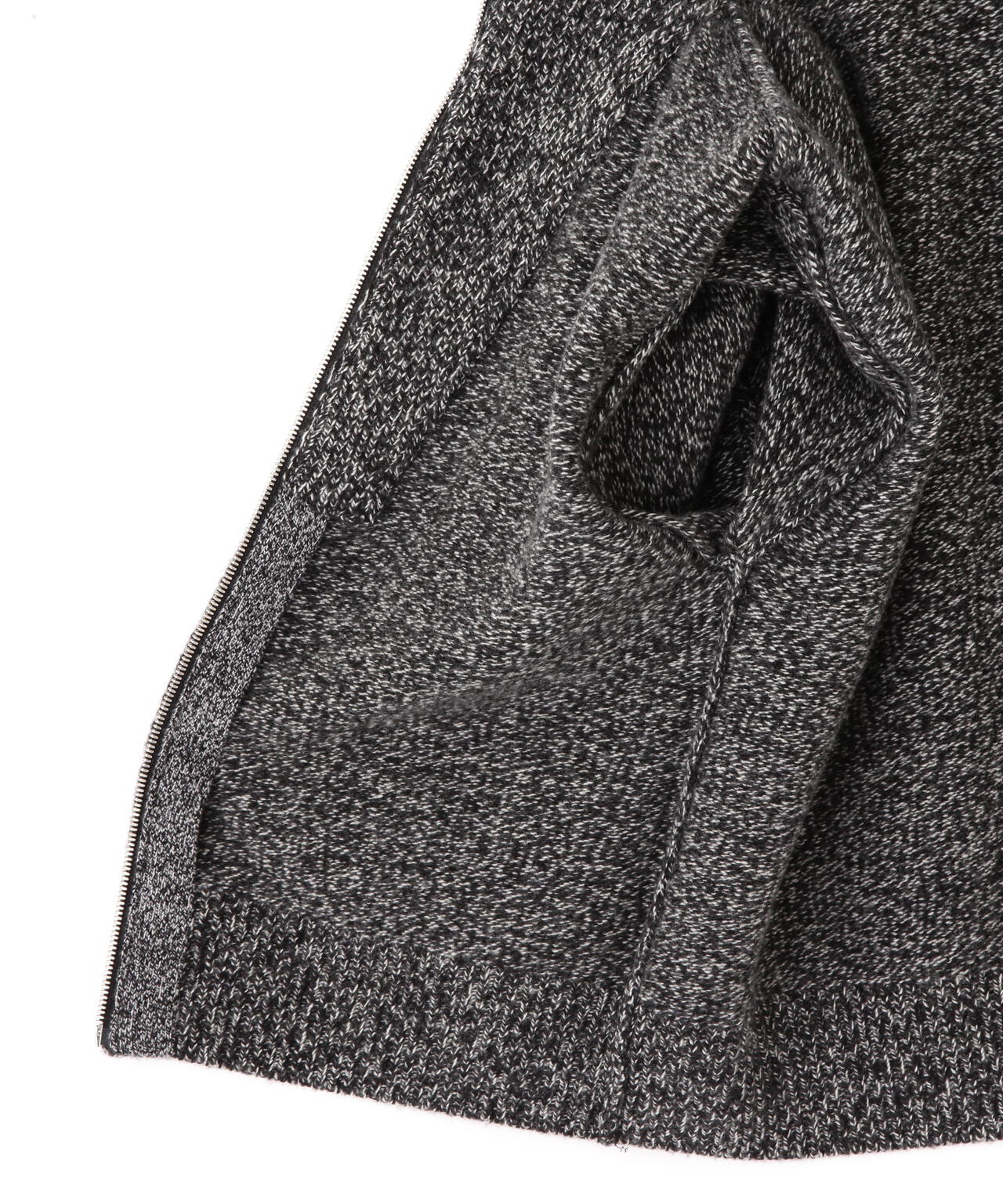 YLEVE / WOOL CASHMERE MELANGE KNIT FULL ZIP PULL OVER