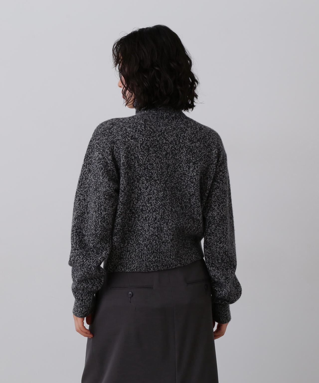 YLEVE / WOOL CASHMERE MELANGE KNIT FULL ZIP PULL OVER