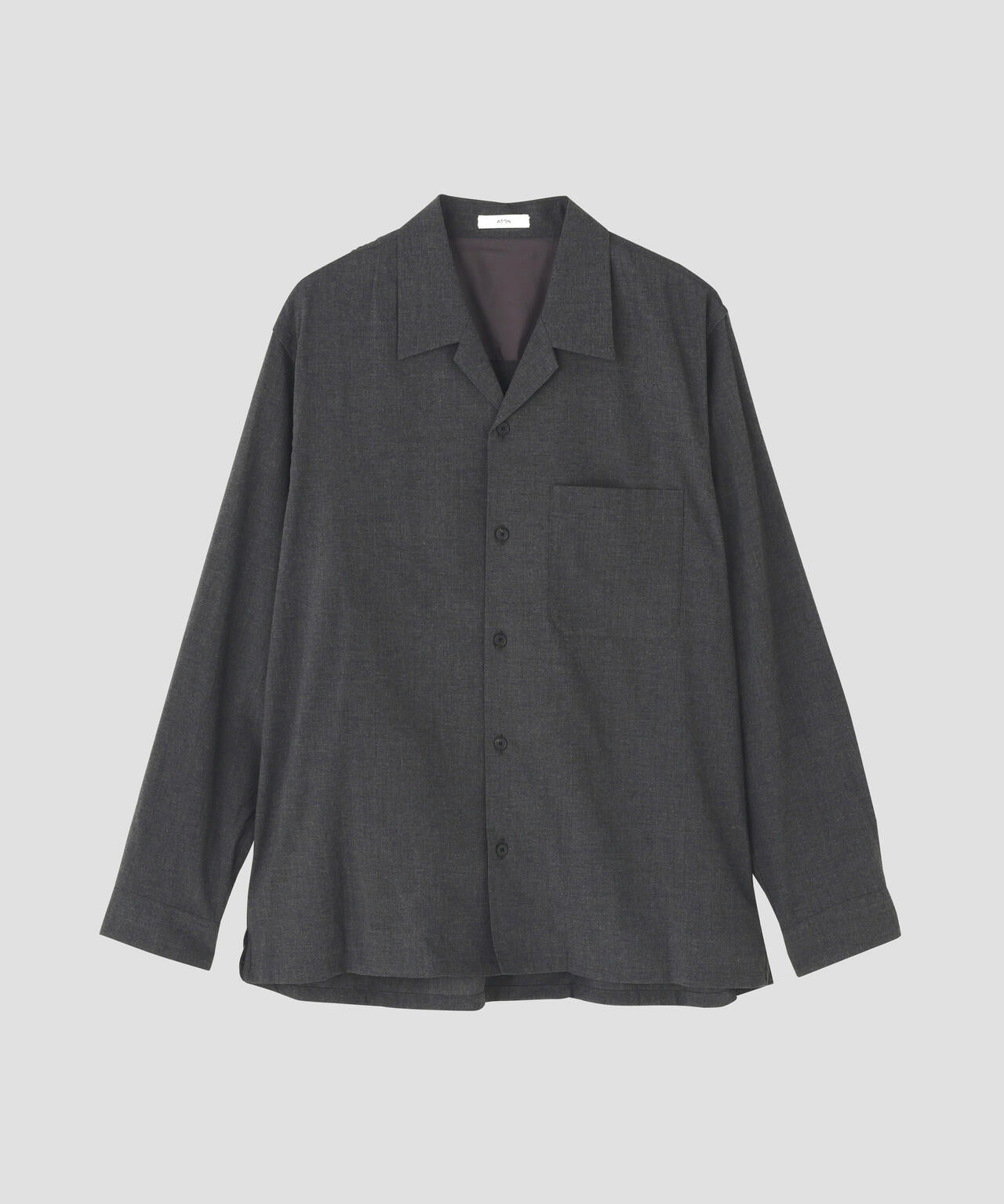 ATON / WOOL RAYON WASHER OPEN COLLER SHIRT