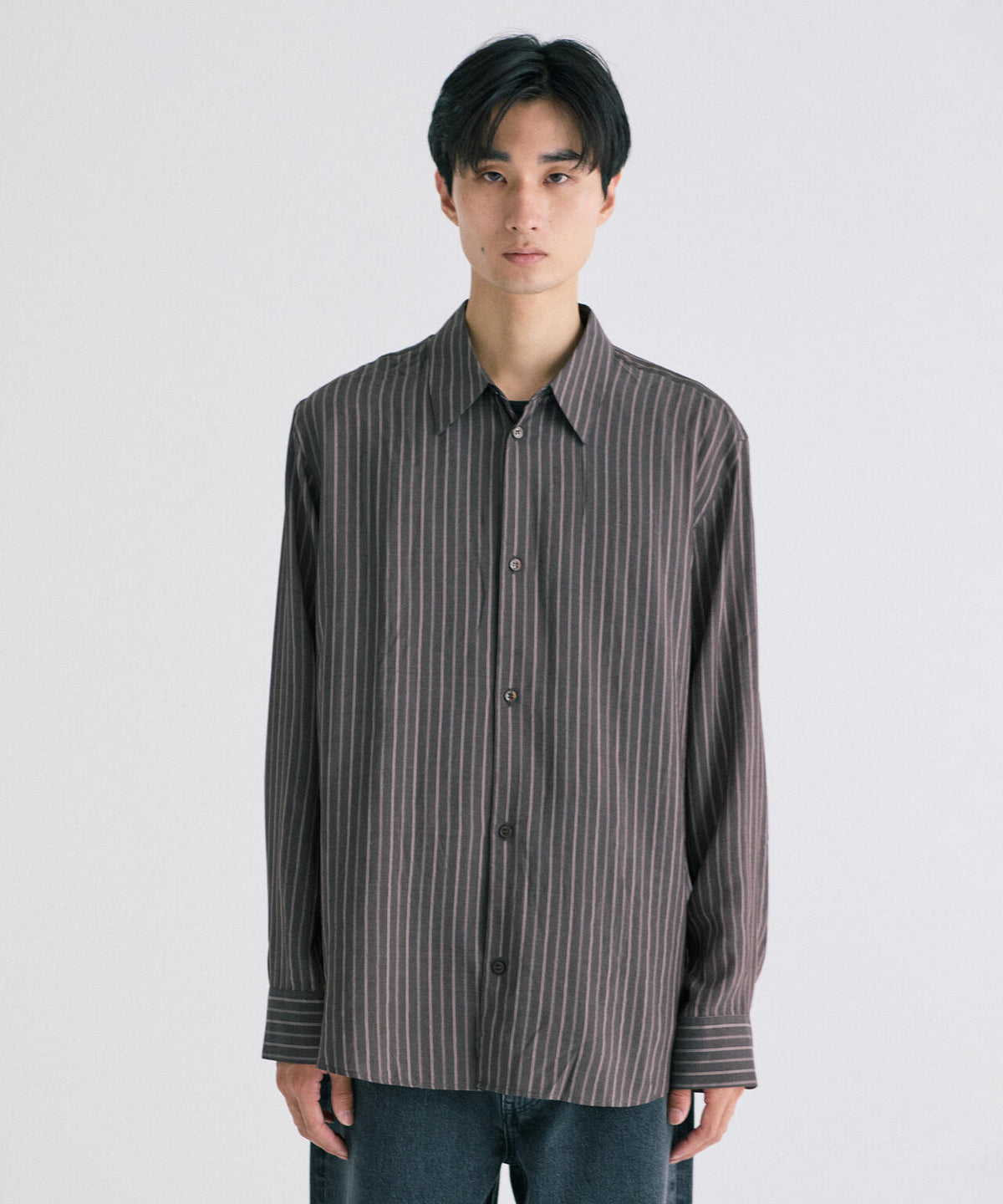STUDIO NICHOLSON / LYOCELL SILK STRIPE BOXY OVERSIZED SHIRT