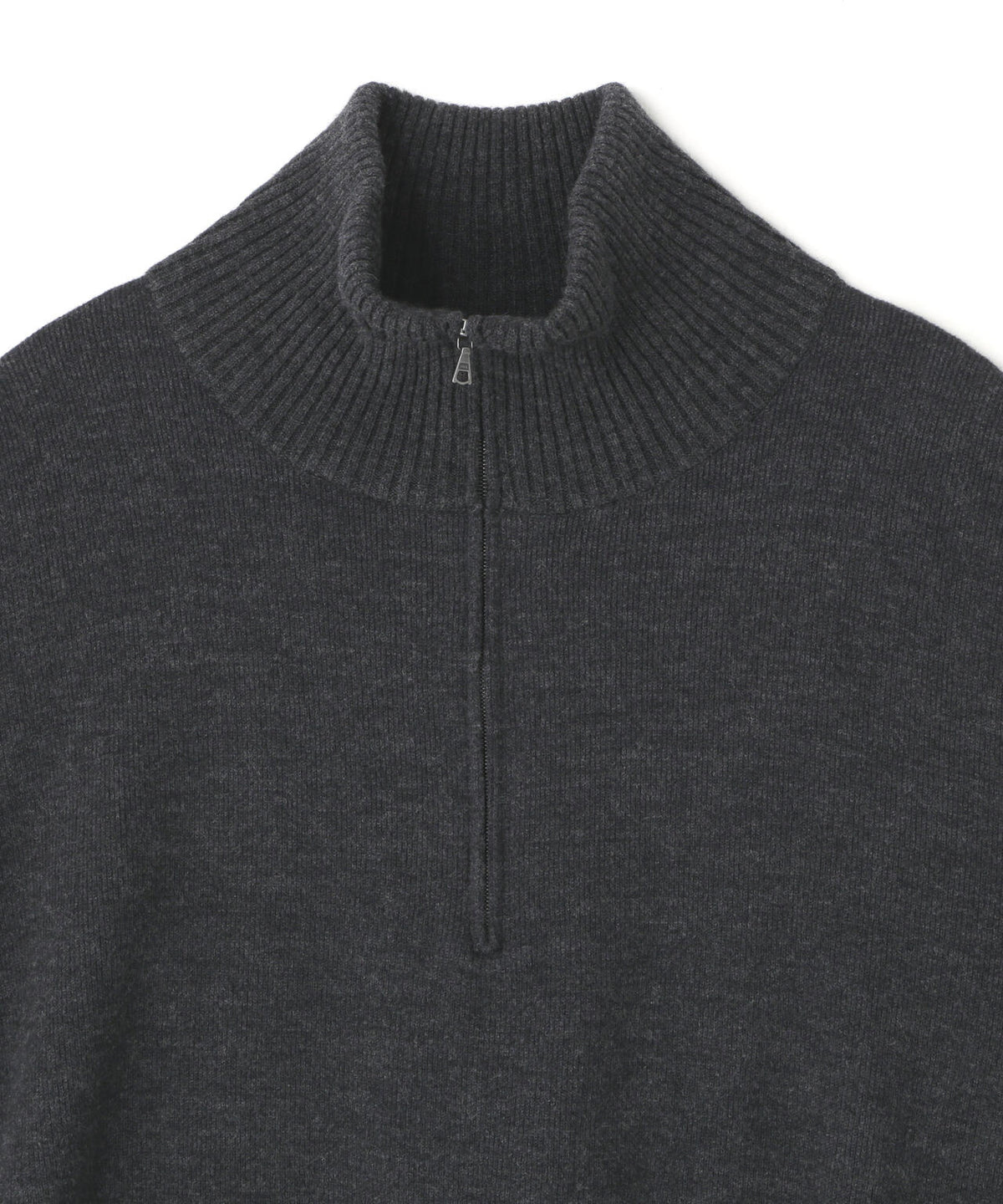 ATON / WOOL COTTON TERRY HALF ZIP SWEATER