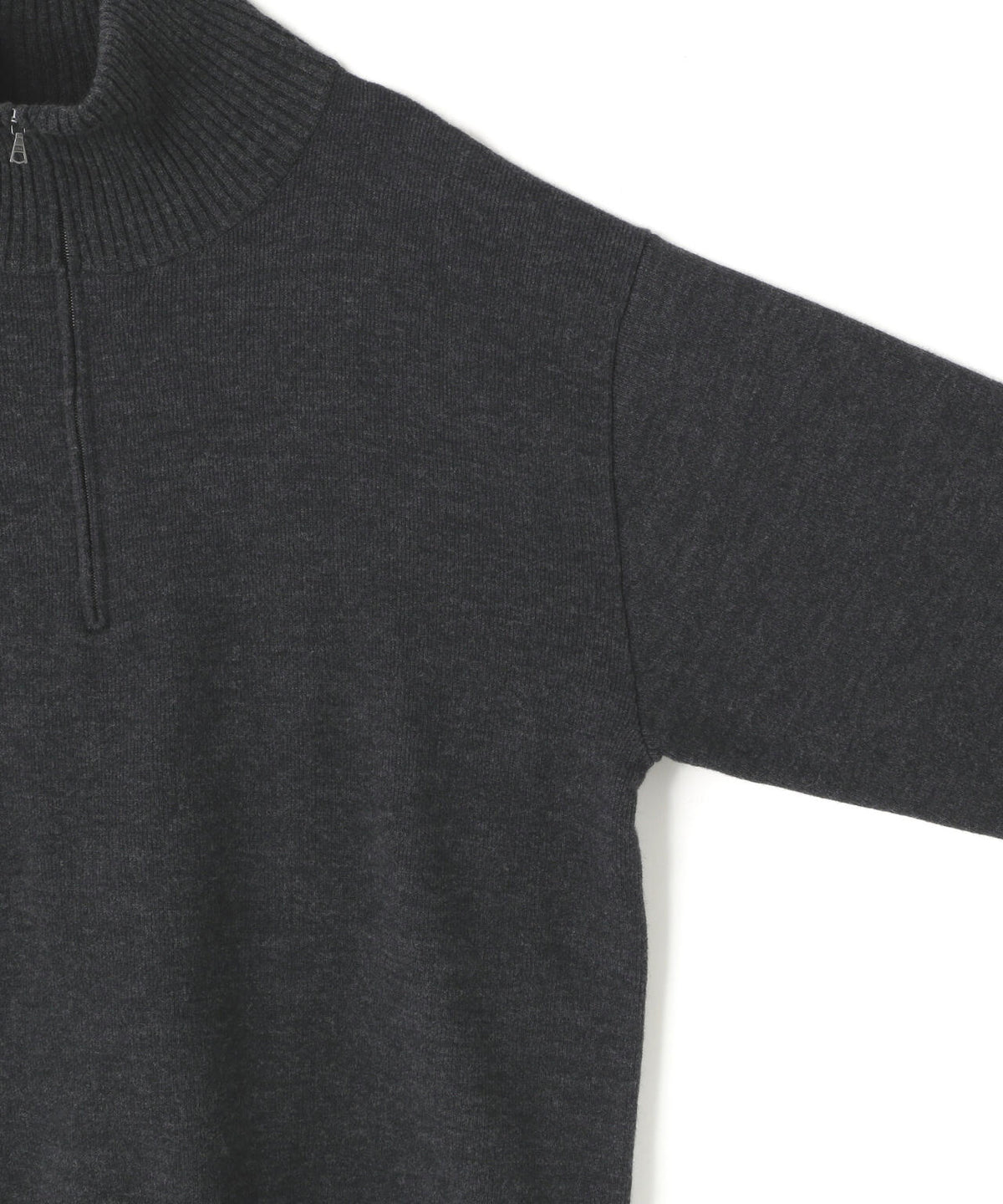 ATON / WOOL COTTON TERRY HALF ZIP SWEATER