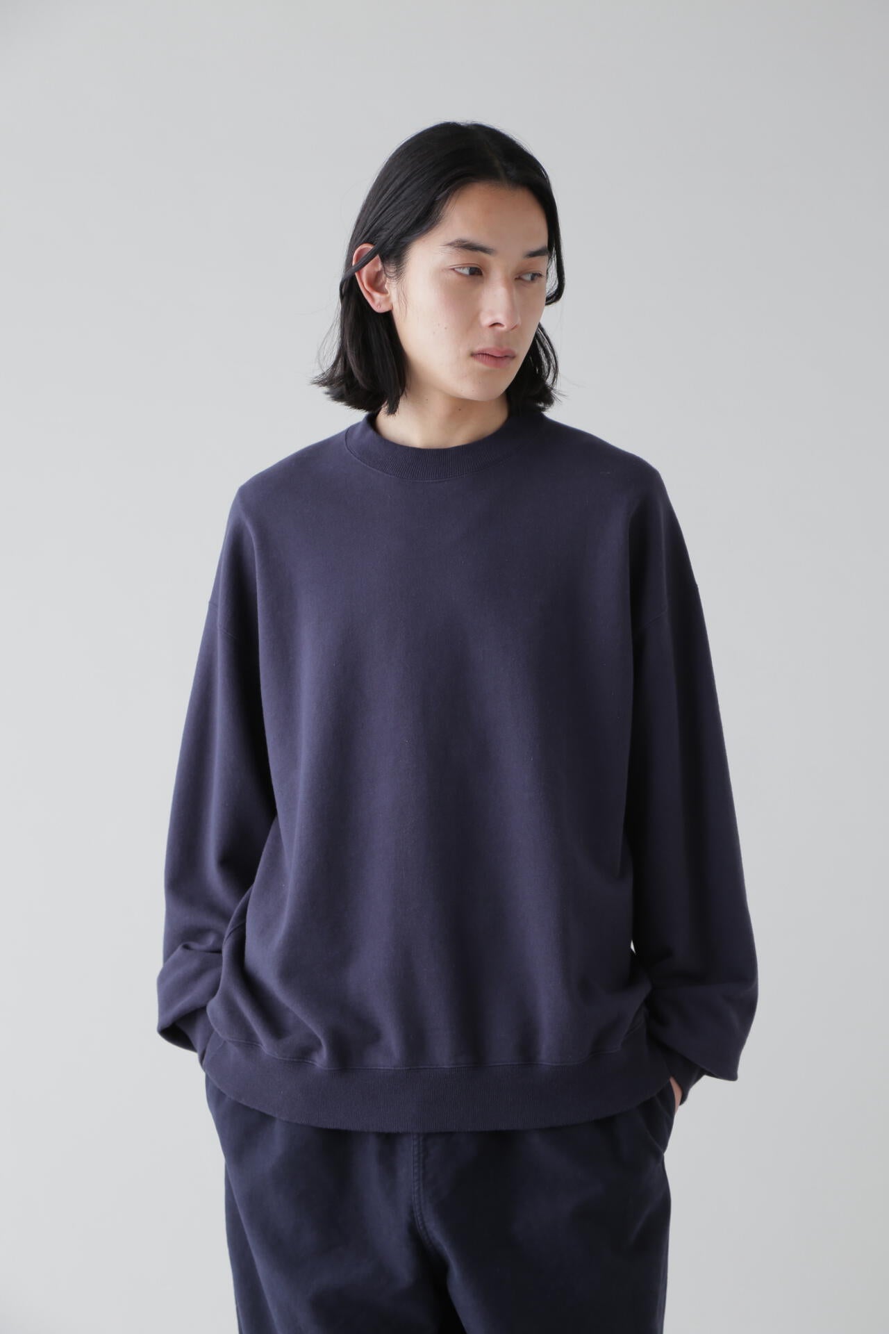 Y / ORGANIC COTTON BLEND HEAVY WEIGHT FLEECE CREW NECK