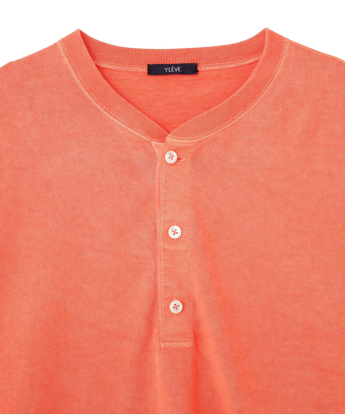 YLEVE / PIGMENT DYED COTTON HENRY NECK LONG-SLEEVE T