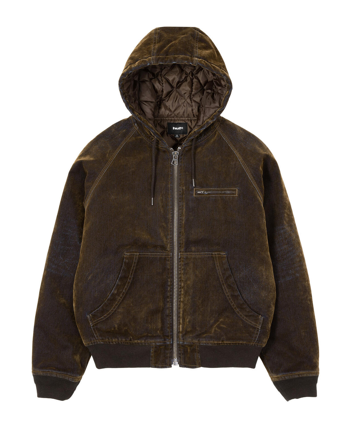 FLOCKED DENIM HOODED JACKET