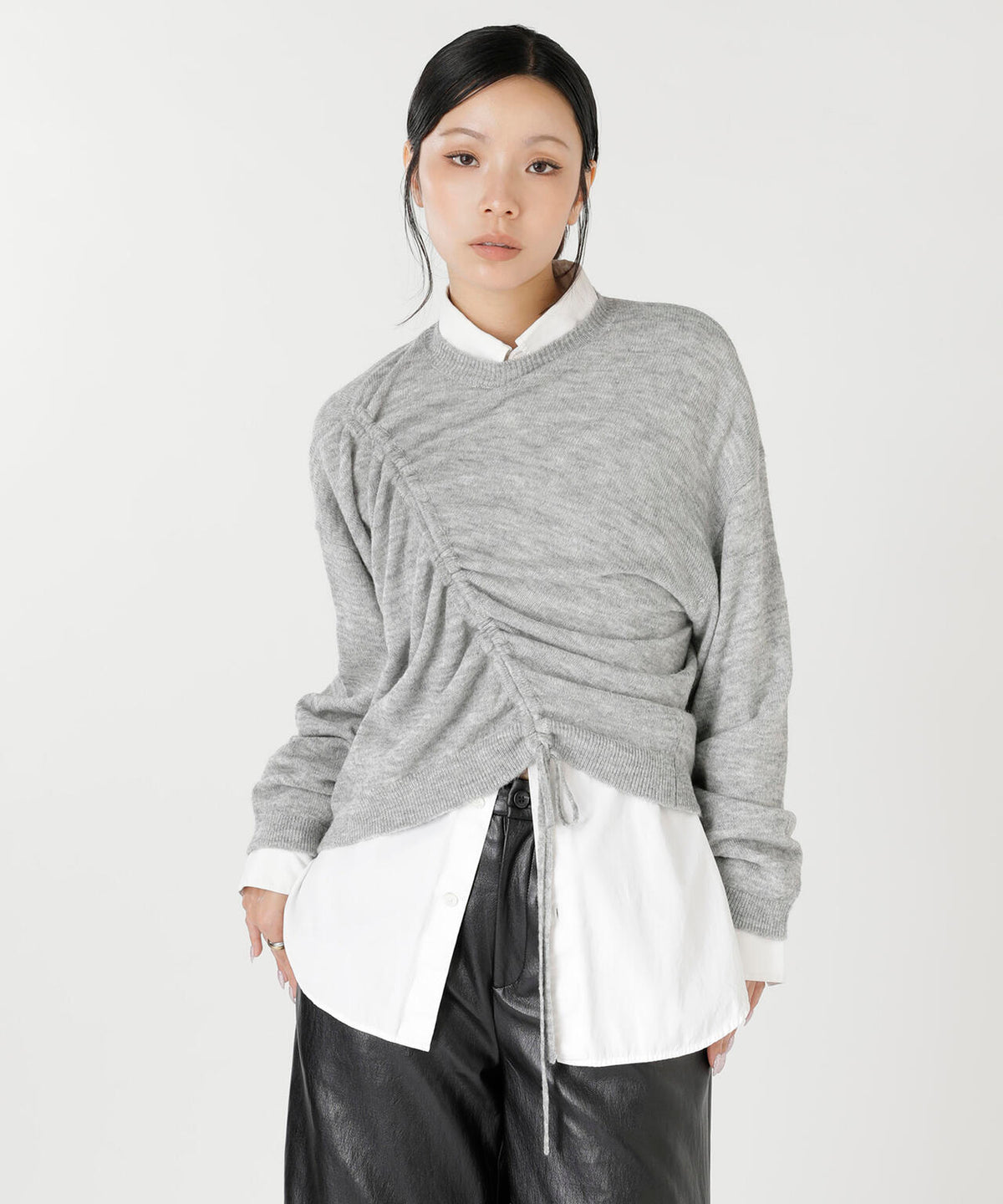 DRAWSTRING KNIT TOP