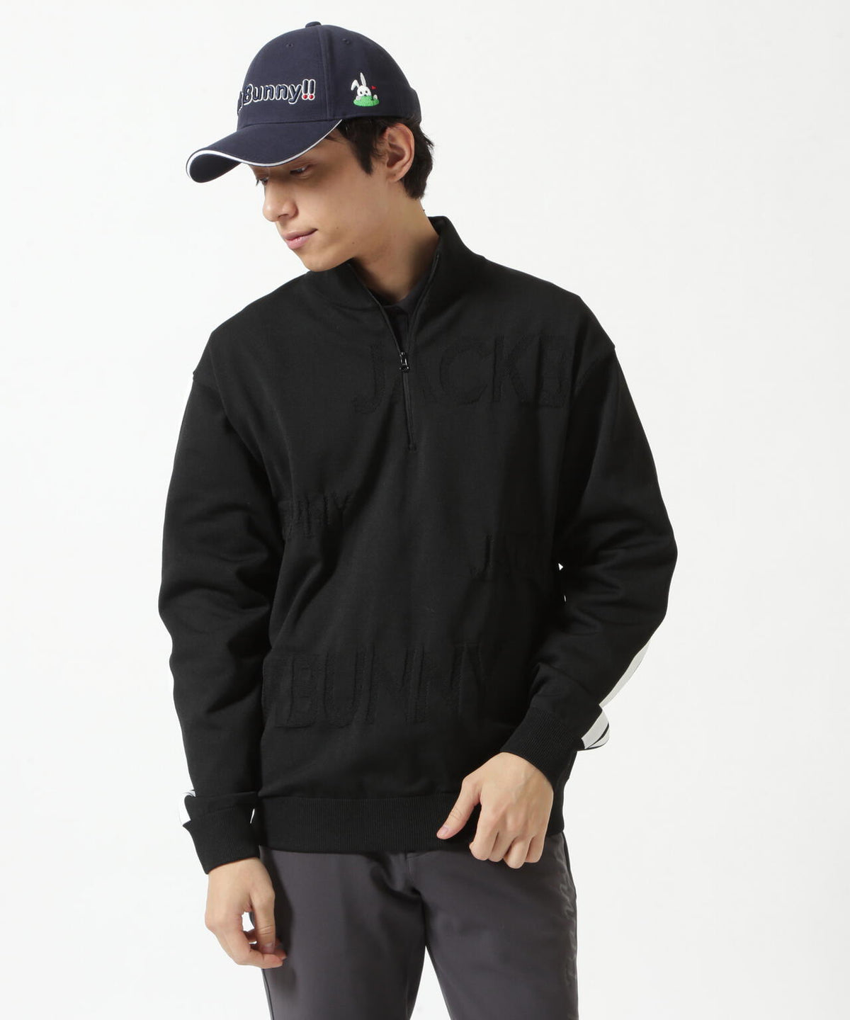 【一部店舗&公式オンライン限定】イージーケアPEロゴカノコハーフジップニットブルゾン