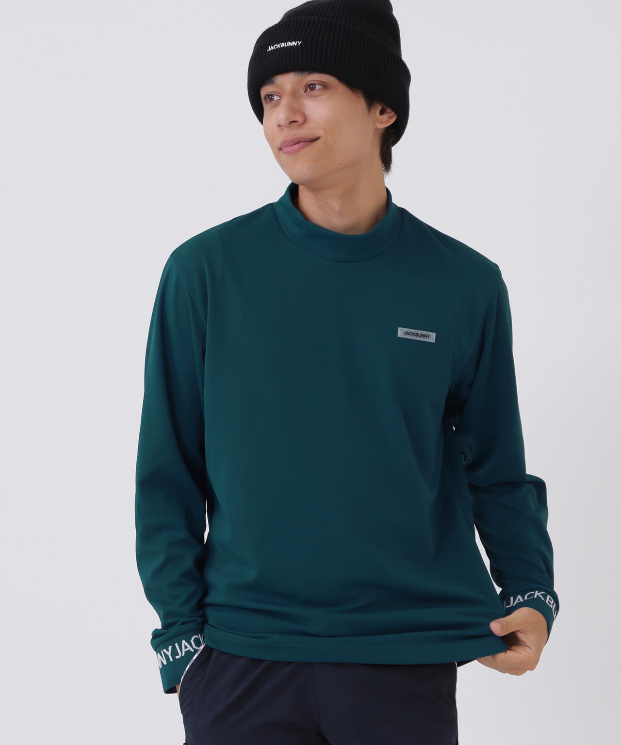 ソフトタッチ長袖モックネックカットソー (MENS)
