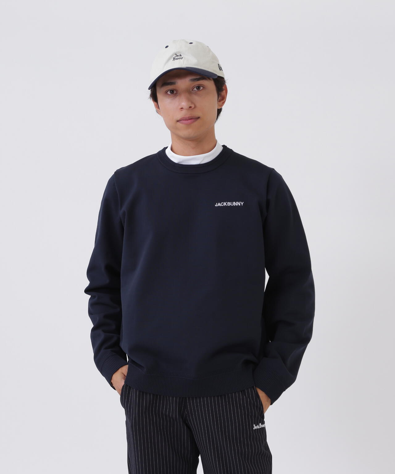 イージーケアファンクション切り替えクルーネックニットプルオーバー (MENS)
