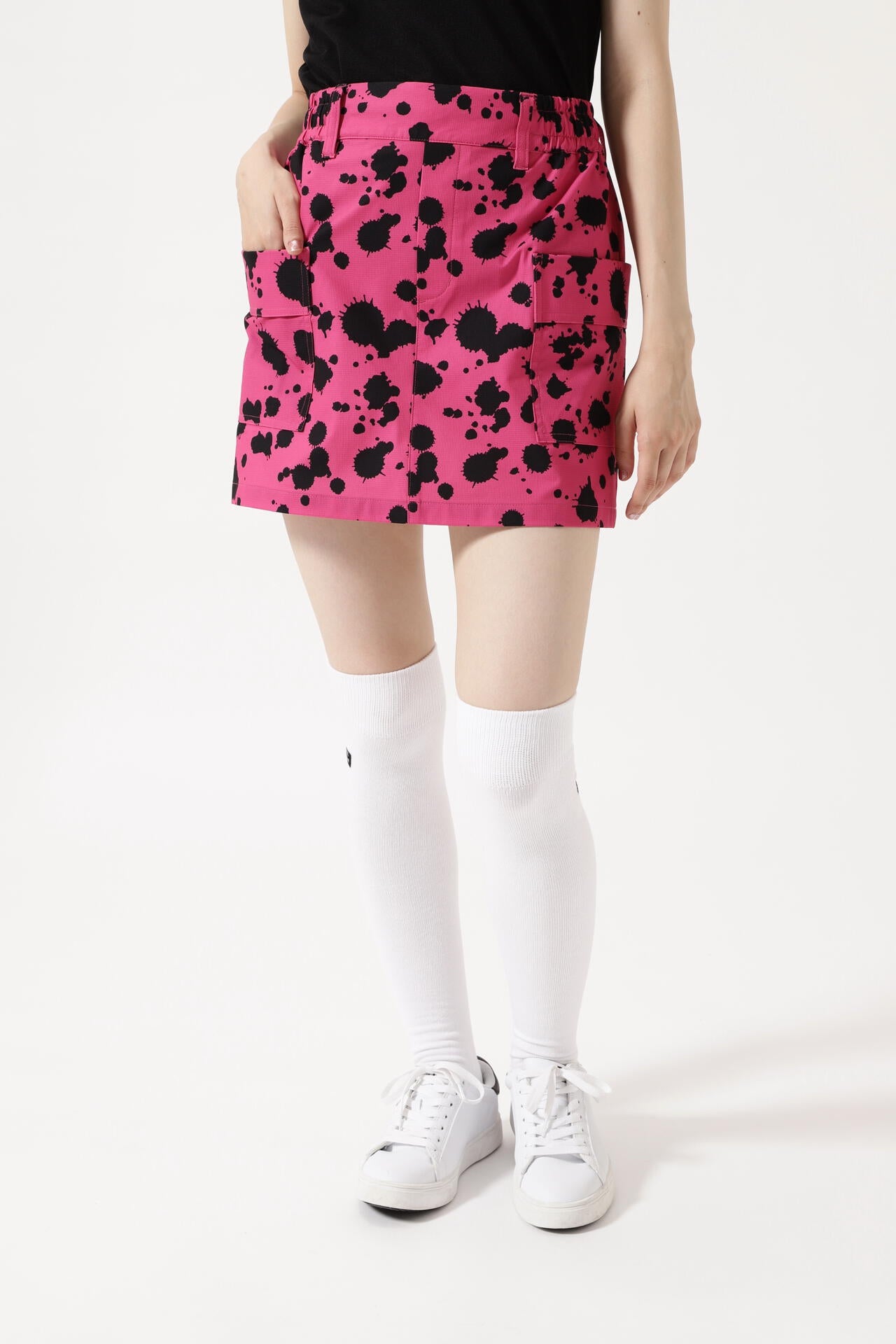 2WAYストレッチ ミニワッフル スカート <ペンキ柄>