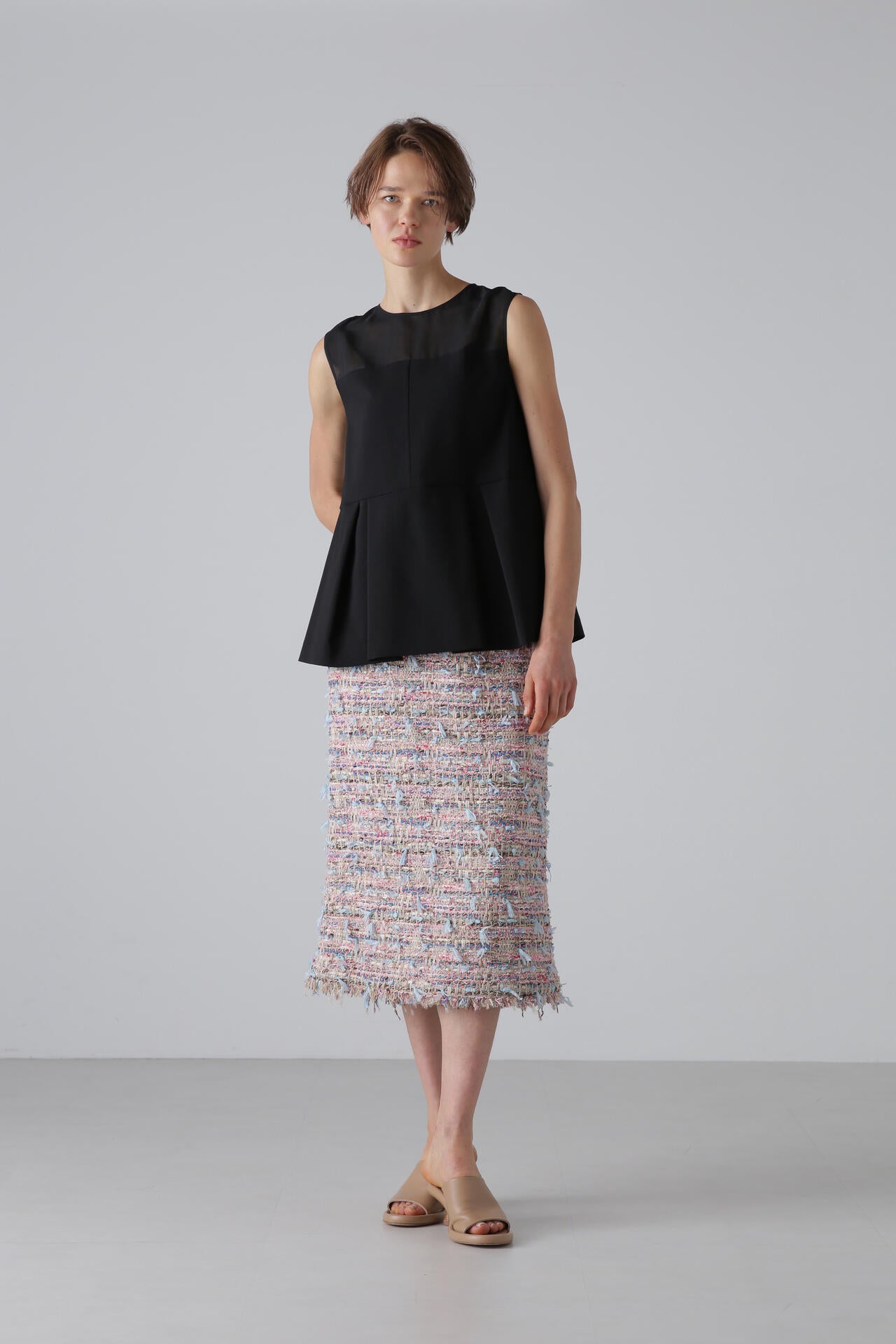 <BLACK LABEL> MALHIA ミックスカラーツィードスカート