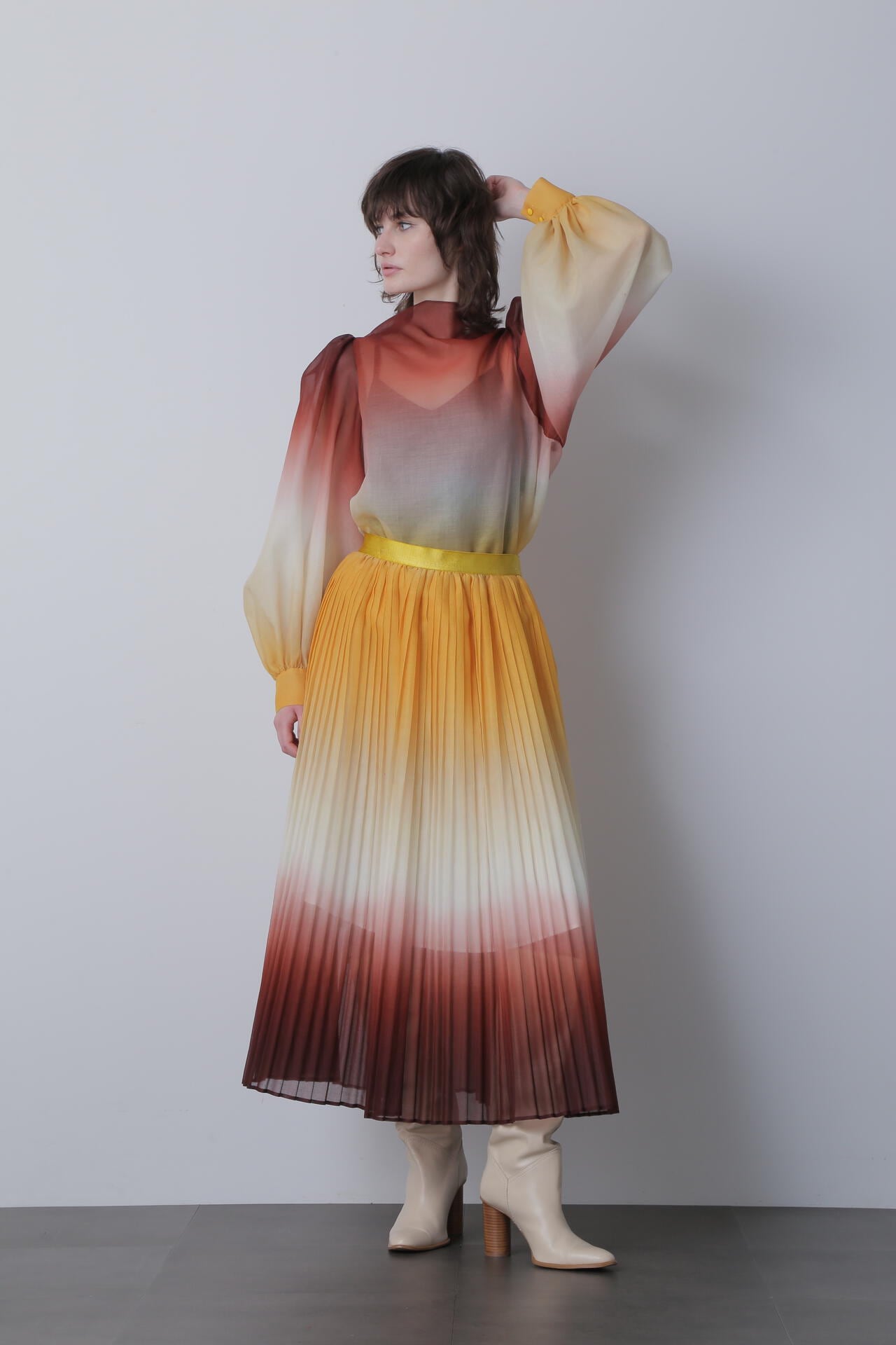 【TV着用】Pleated Maxi Flare Skirt