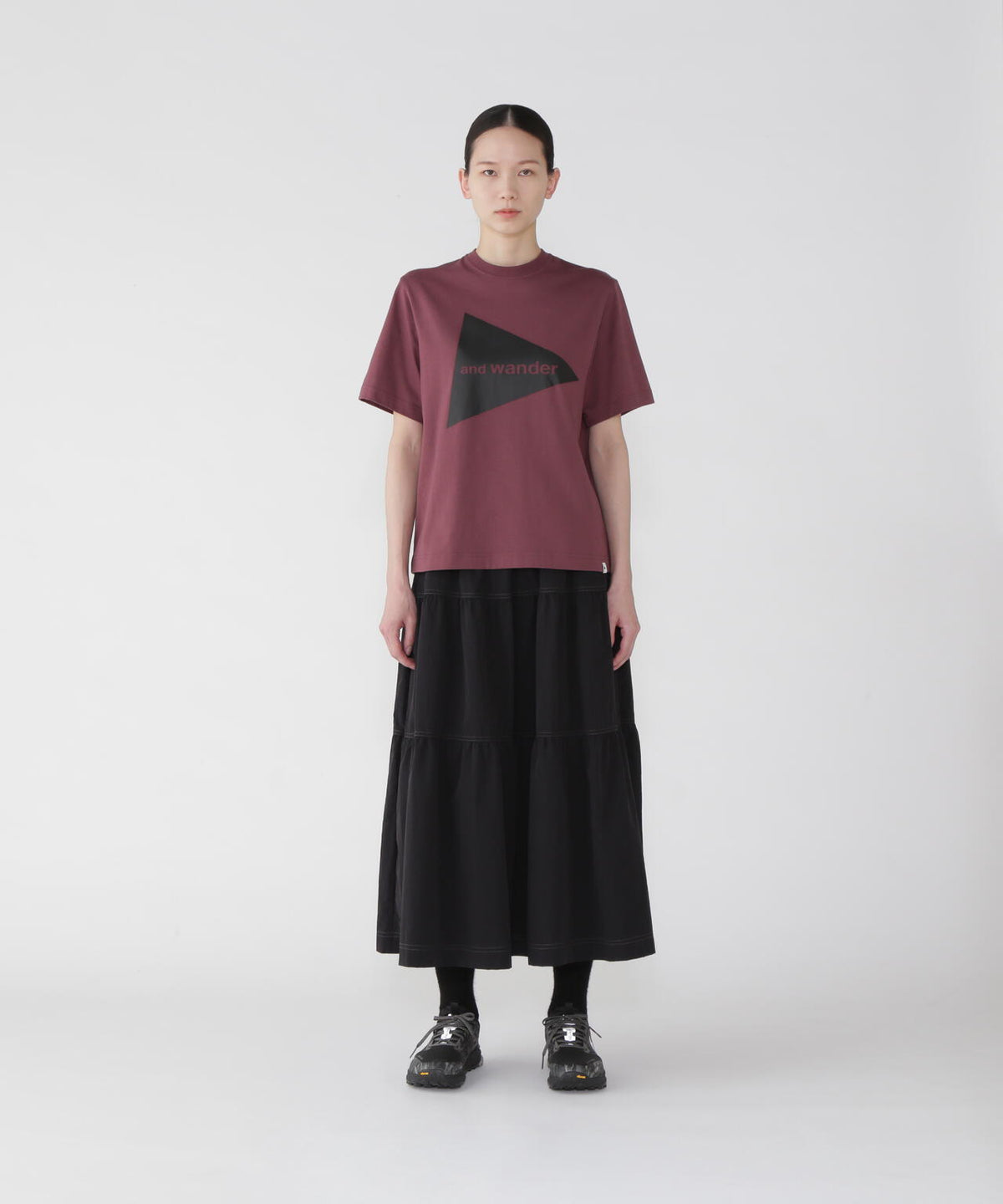 crinkled nylon skirt 2 (W) | ウォータープルーフ ナイロン ティアードロングスカート