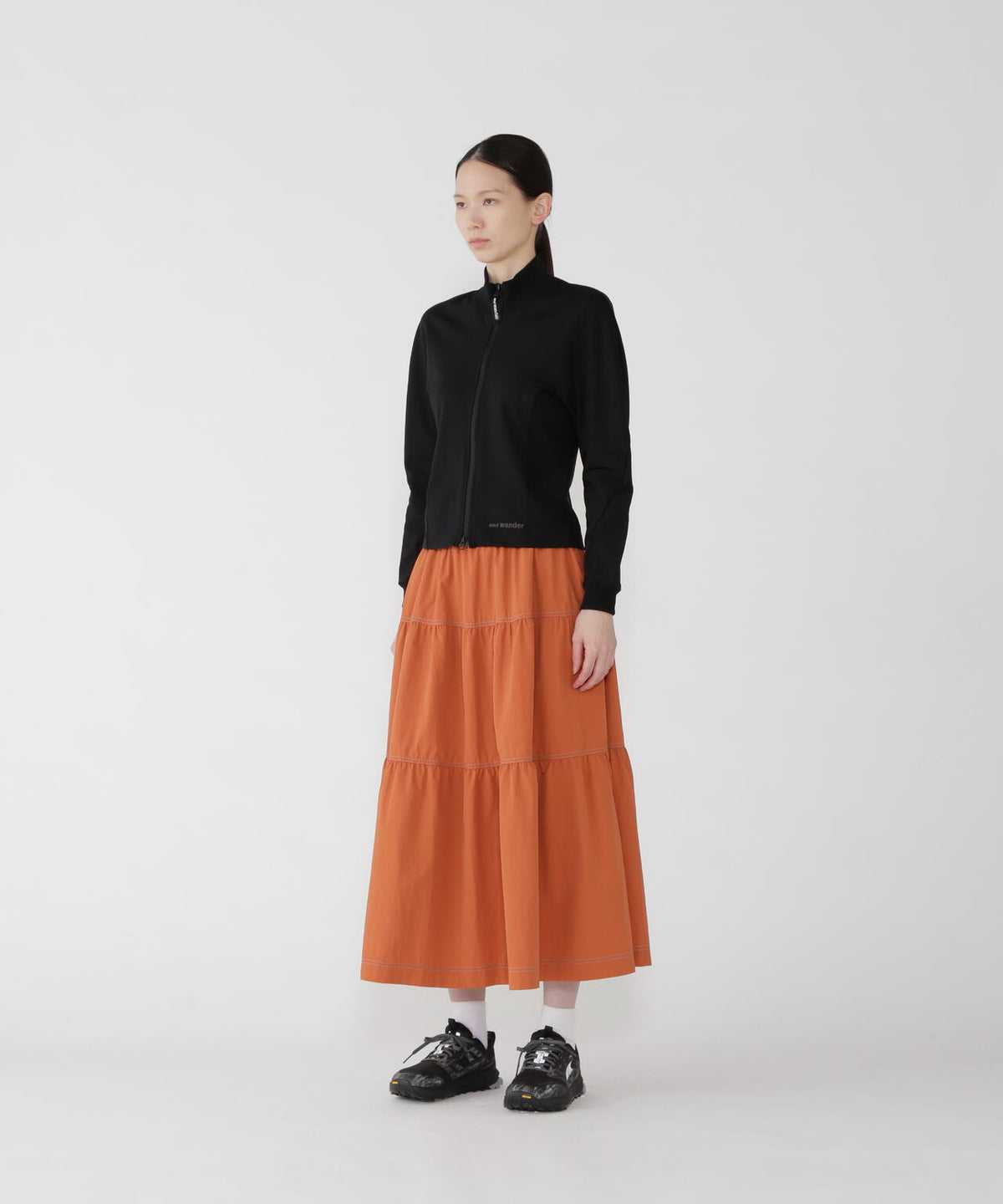 crinkled nylon skirt 2 (W) | ウォータープルーフ ナイロン ティアードロングスカート