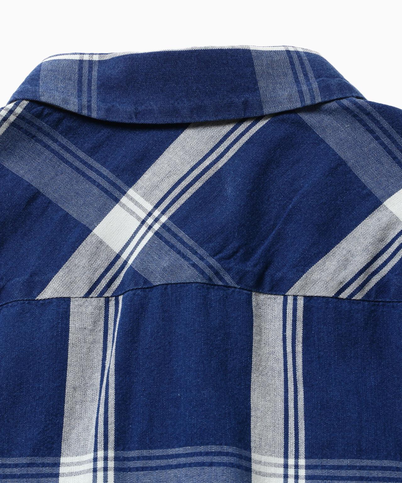 indigo check SS shirt (M)