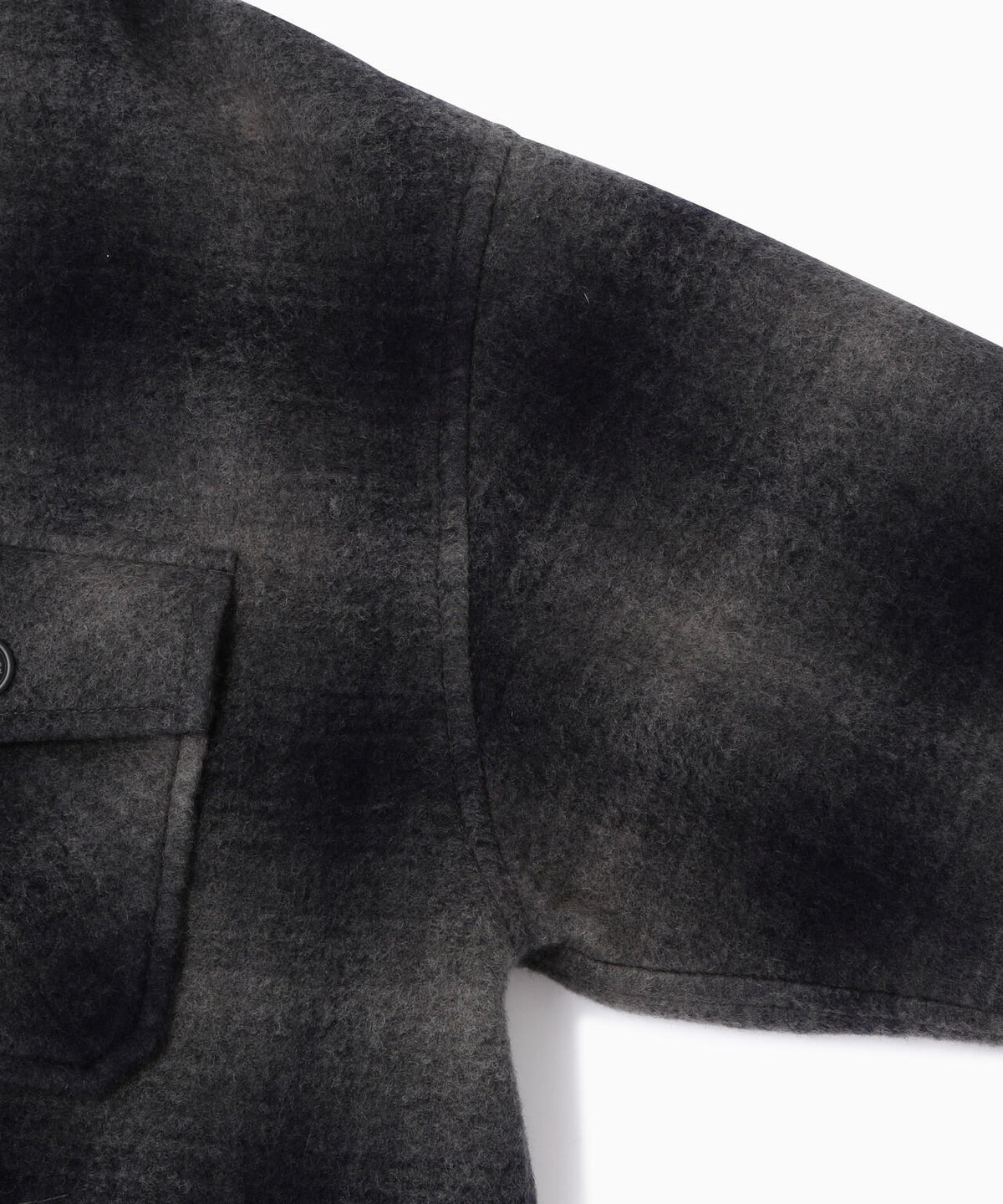wool shaggy check jacket long | ウール シャギー チェック ロング ジャケット