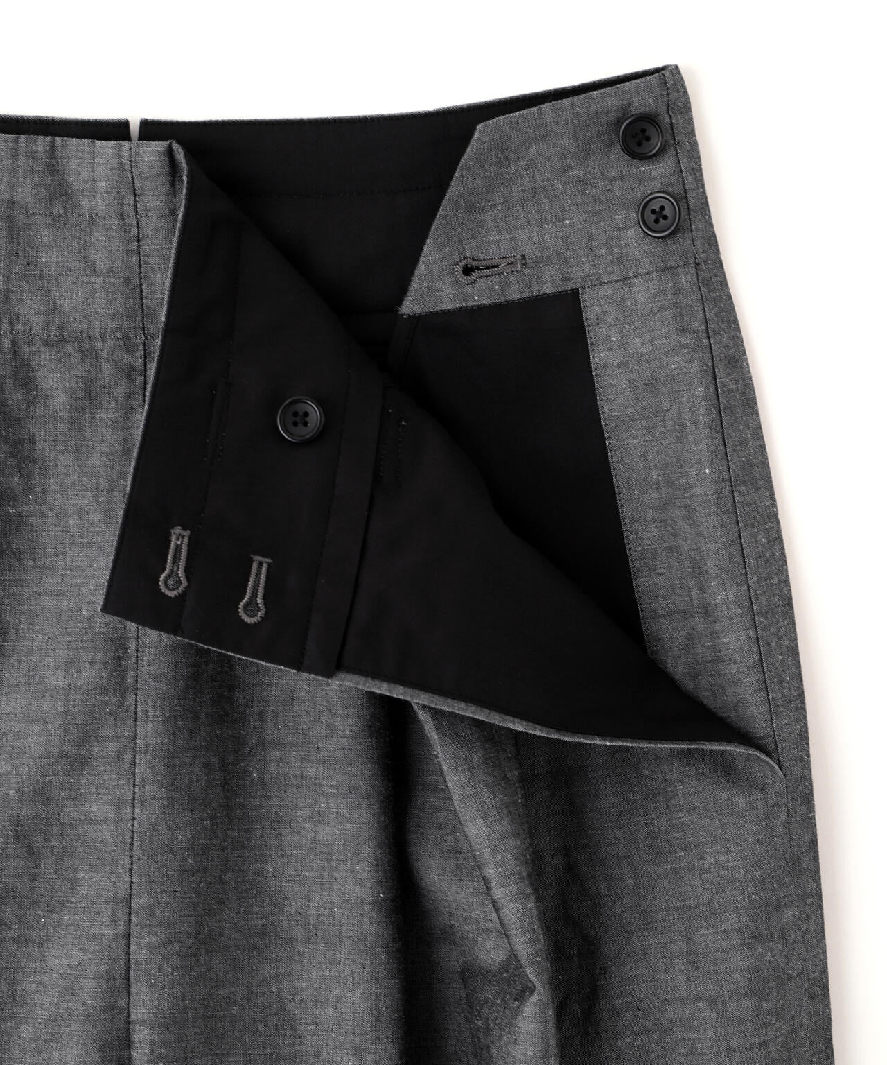 COTTON RAMIE CHAMBRAY TROUSERS