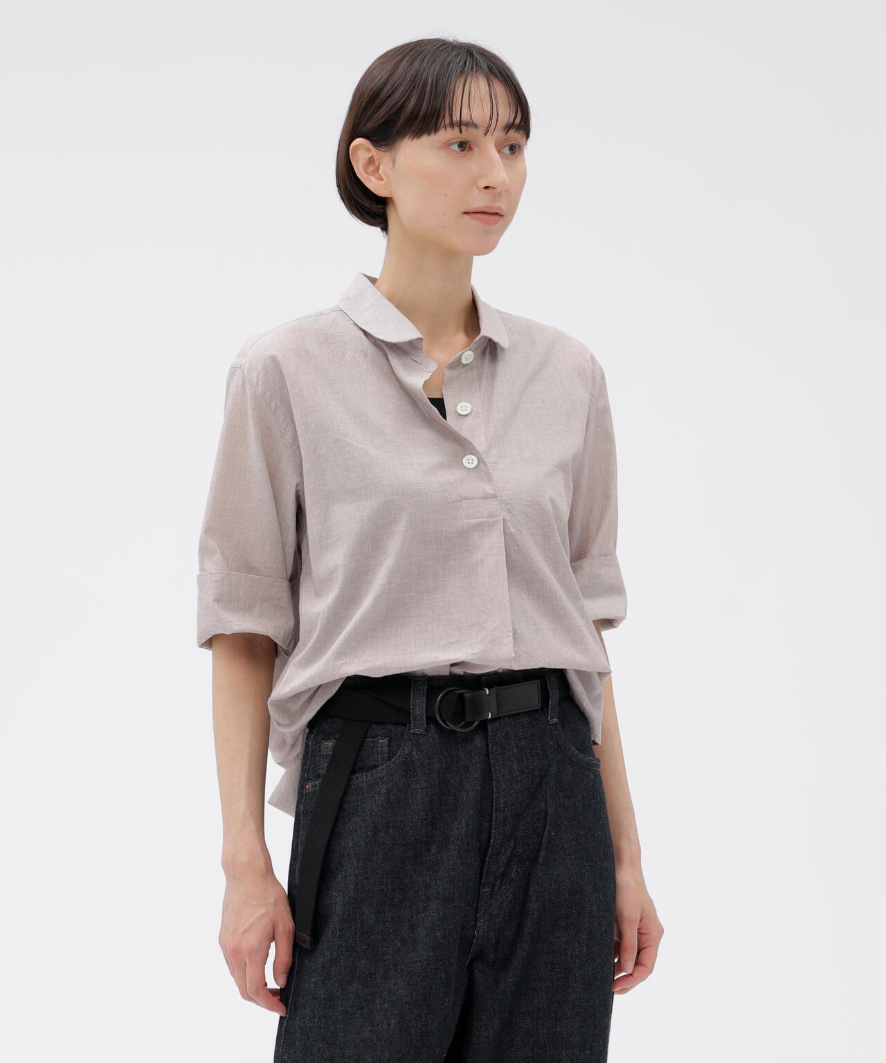 HAIRLINE STRIPE COTTON LINEN SHIRT