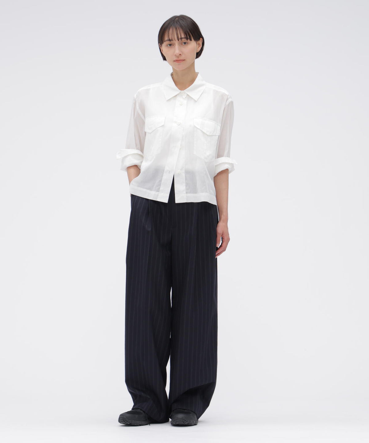 WIDE STRIPE WOOL TROUSERS