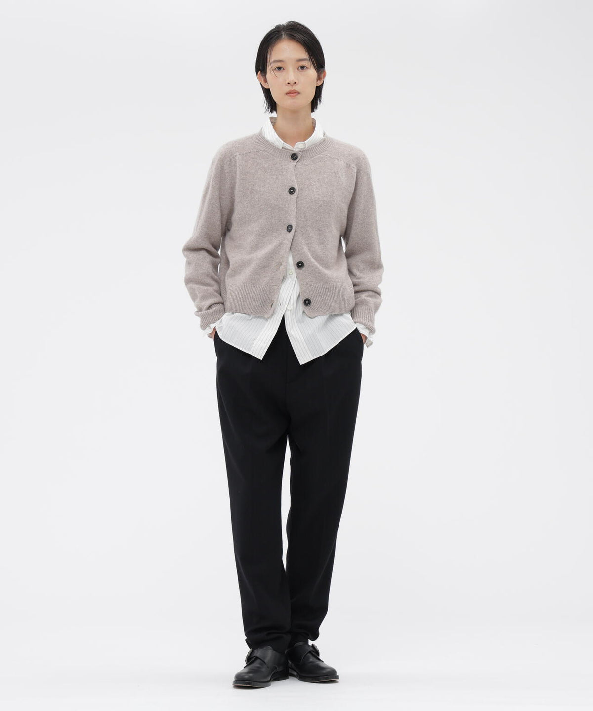 MILLED HERRINGBONE WOOL TROUSERS