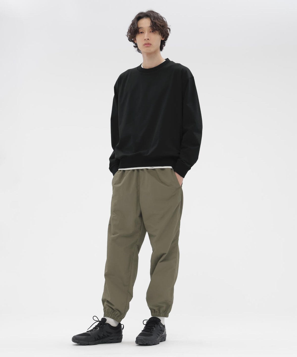 WATER REPELENT NYLON POPLIN TROUSERS
