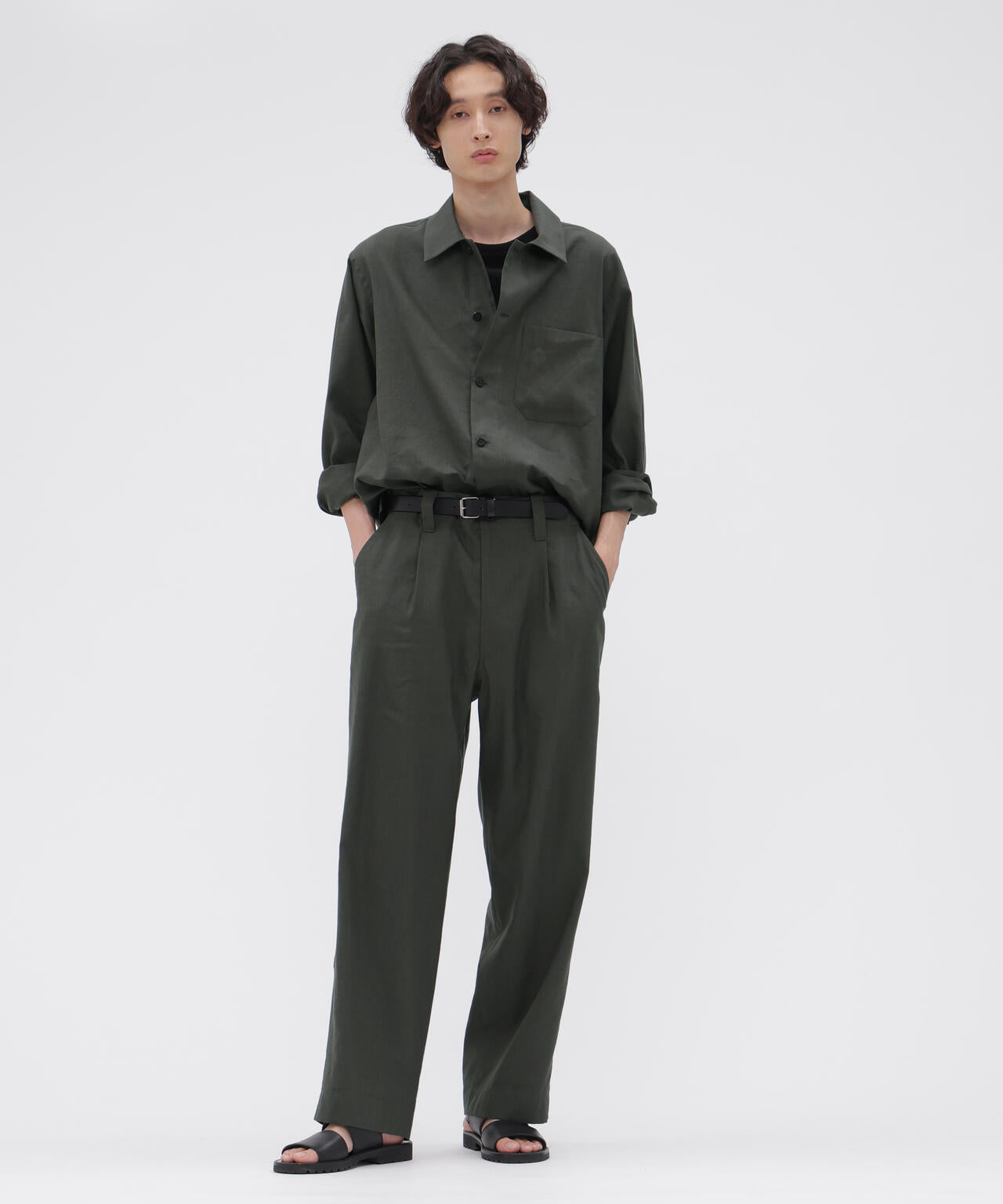 LINEN WOOL SILK PLAINWEAVE TROUSERS