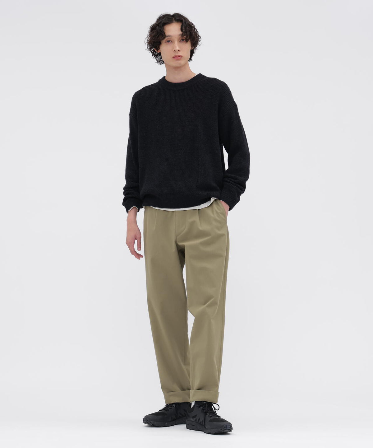 BRUSHED COTTON WOOL TWILL TROUSERS