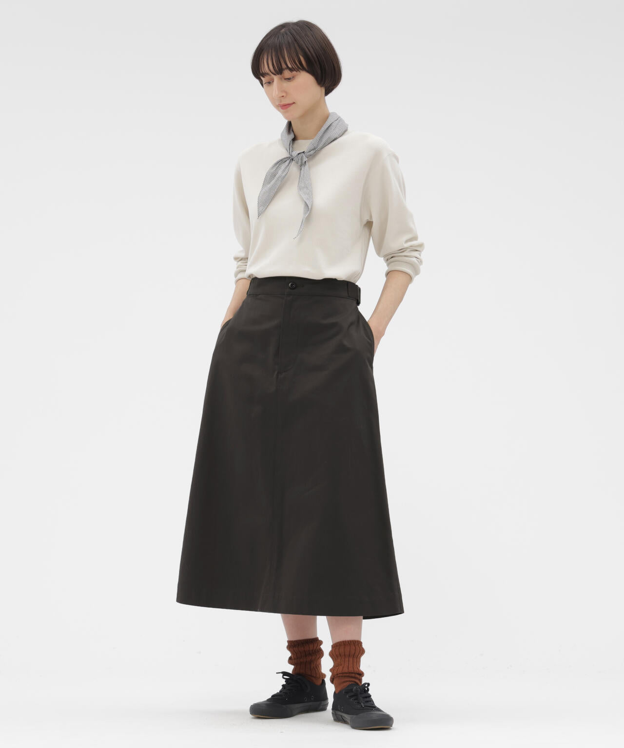 WASHED CHINO COTTON SKIRT