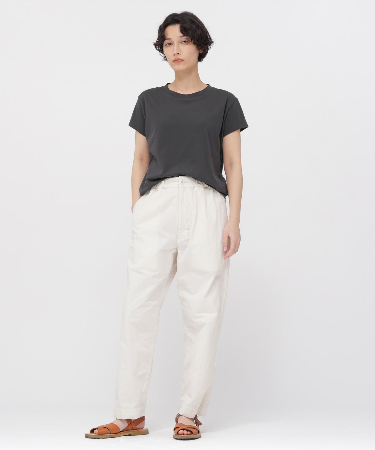 CRISP COTTON CHAMBRAY TROUSERS