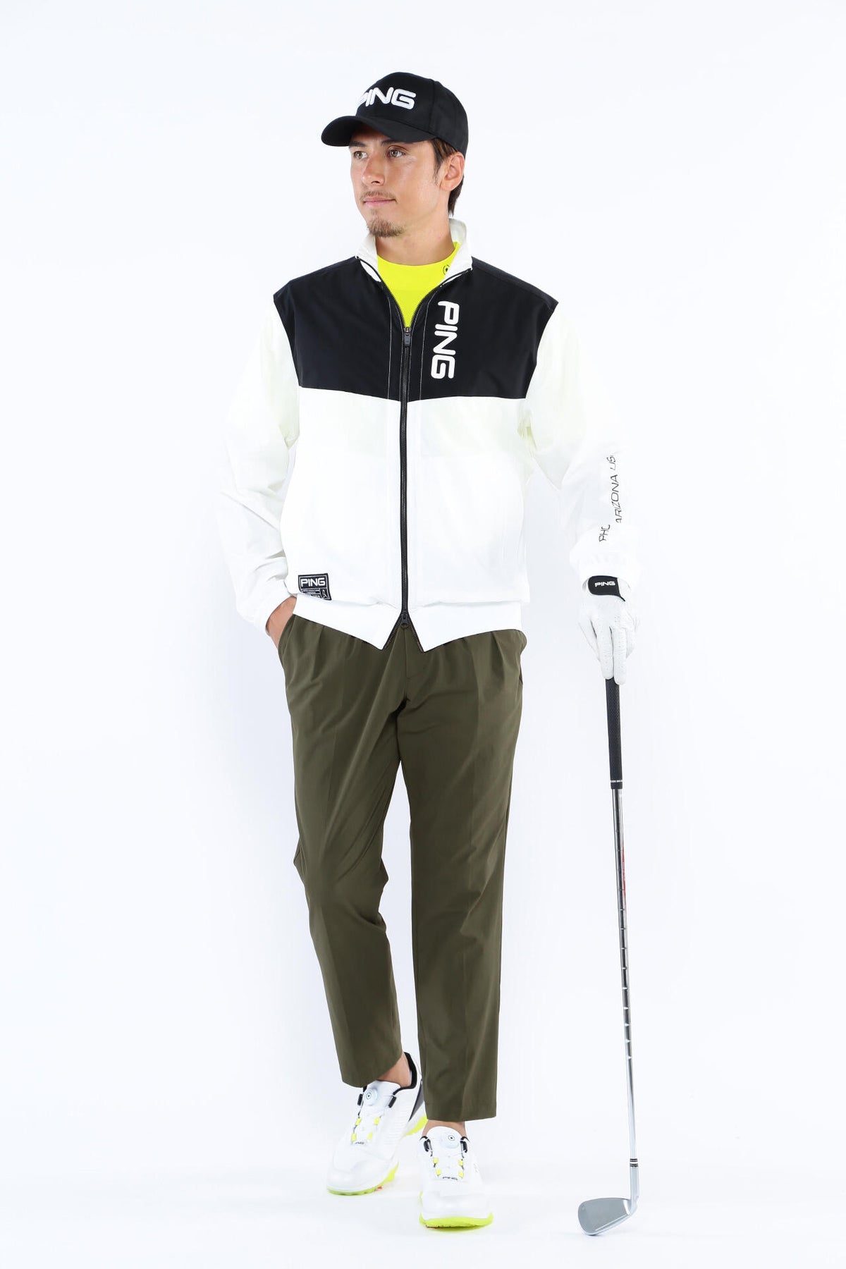 【PING APPAREL】撥水バイカラーフルジップ ストレッチブルゾン <GOLD> (MENS)