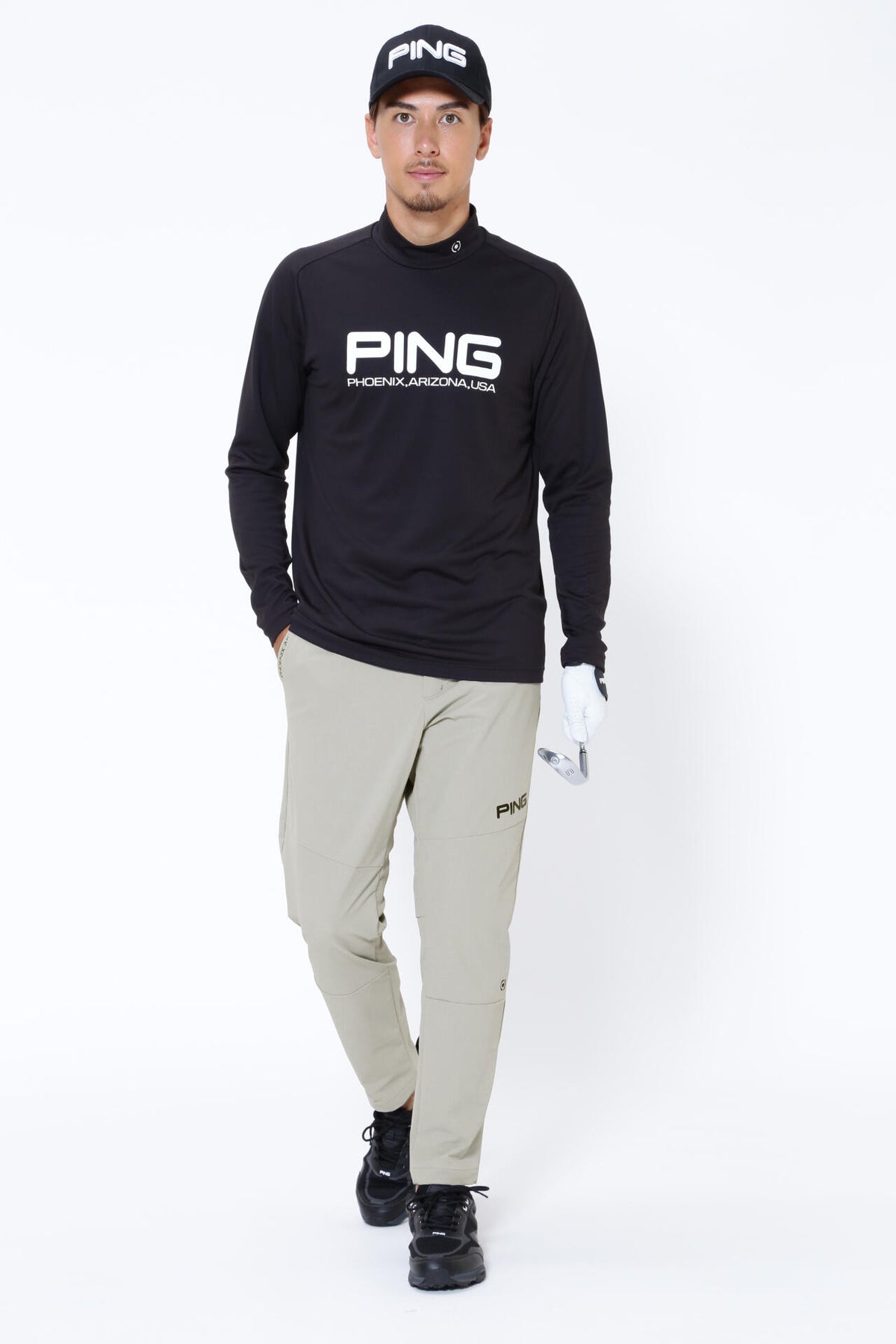 【PING APPAREL】クールコア ストレッチ起毛 長袖ハイネックカットソー <PERFORMANCE> (MENS)