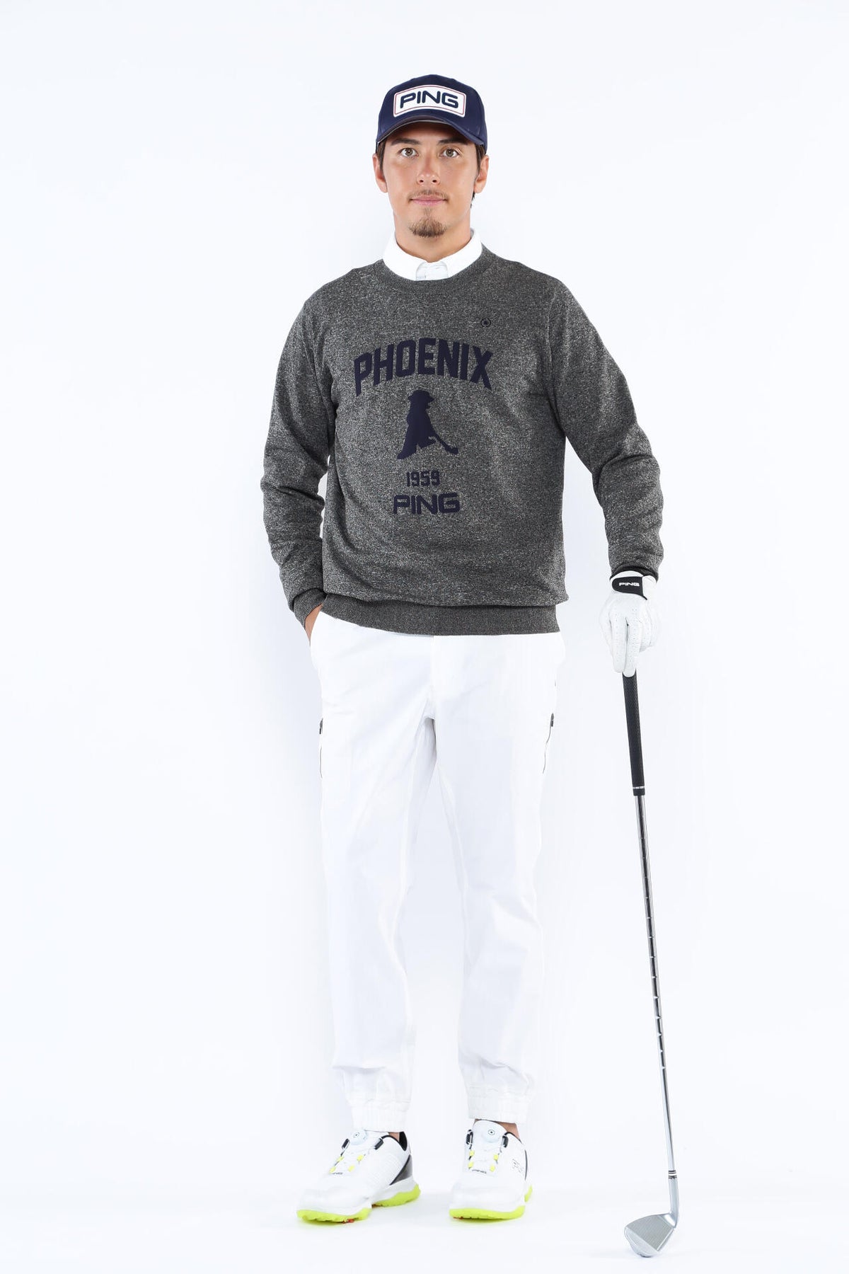 【PING APPAEREL】PHOENIX Mr.PINGジャガード軽量クルーネックニットプルオーバー <NATIVE> (MENS)