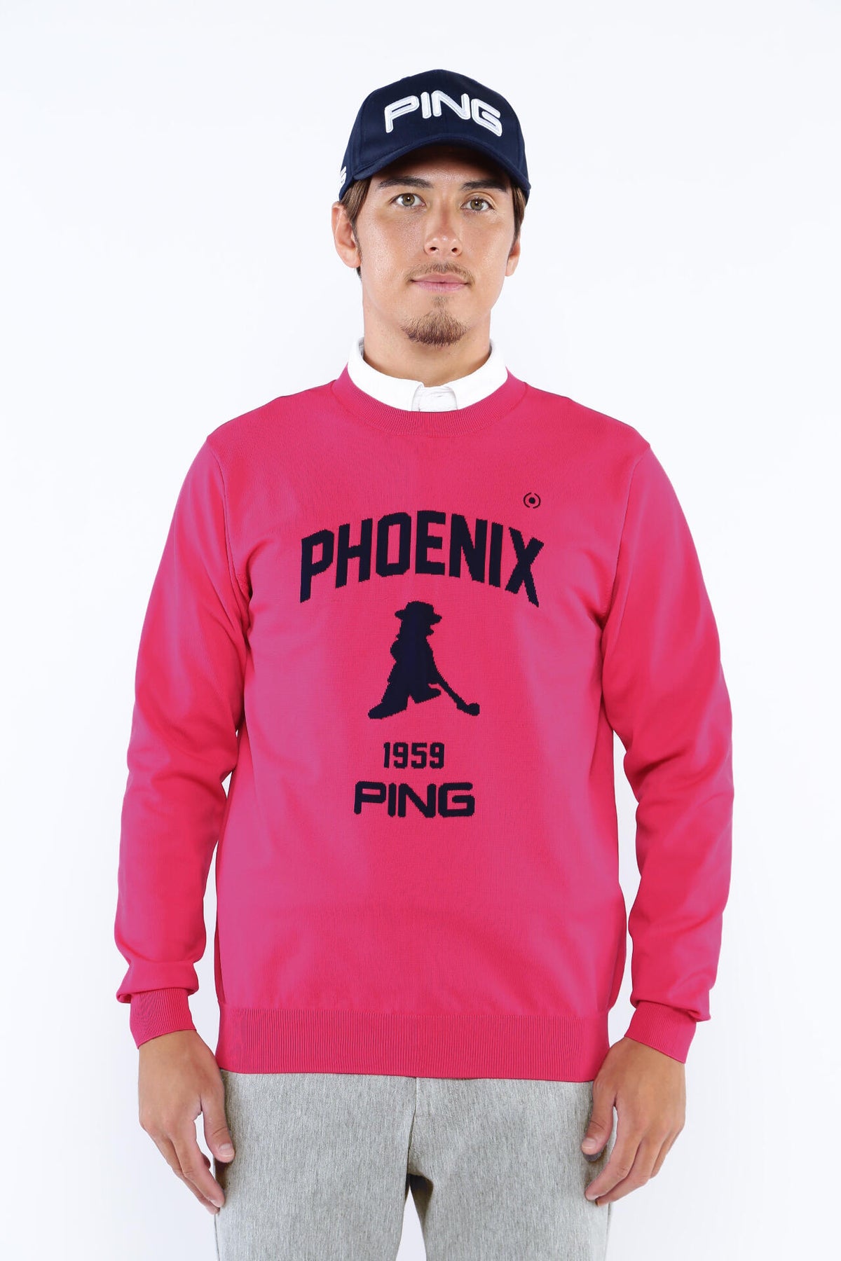 【PING APPAEREL】PHOENIX Mr.PINGジャガード軽量クルーネックニットプルオーバー <NATIVE> (MENS)