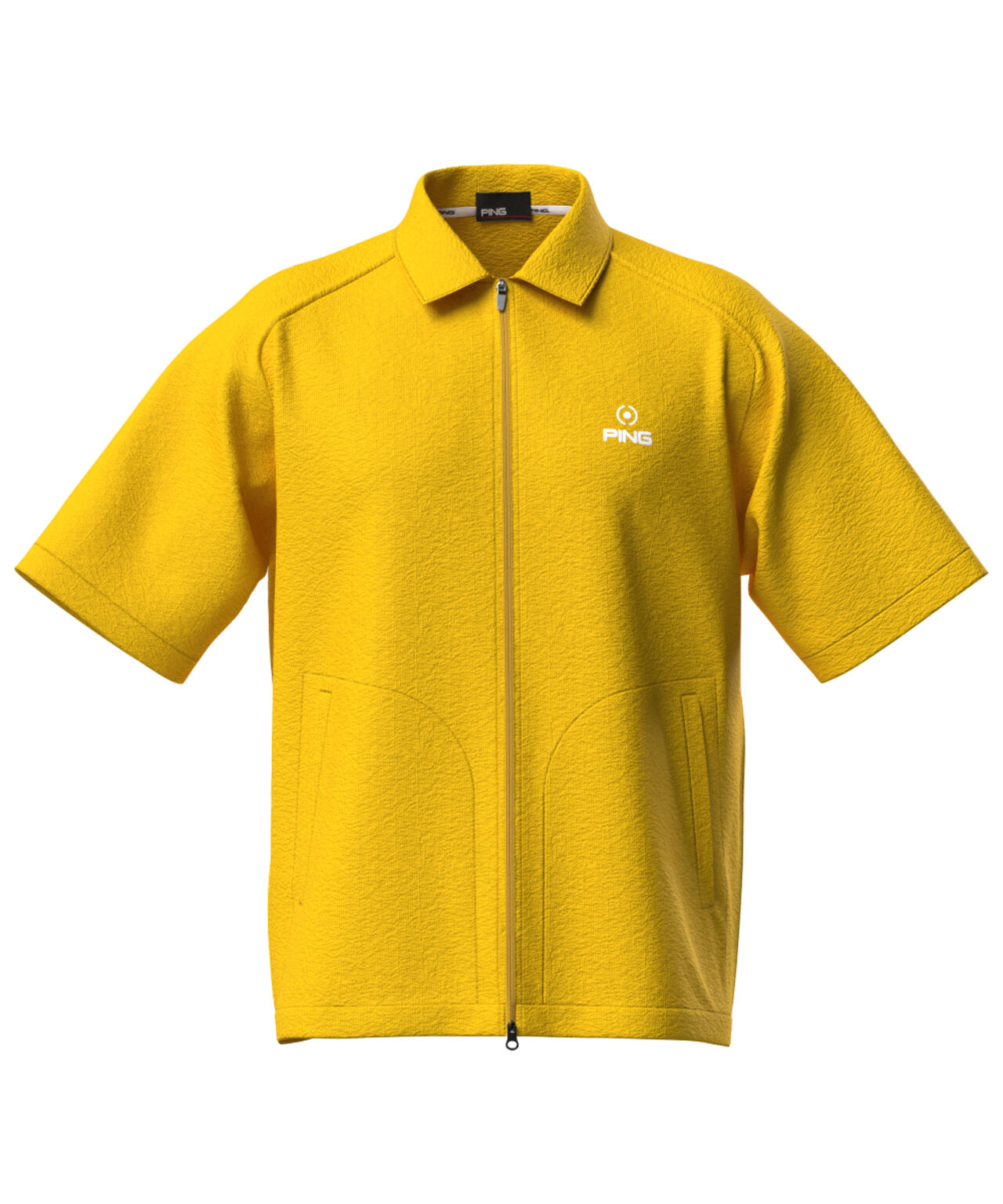 【PING APPAREL】全方向ストレッチサッカー半袖フルジップシャツ <NATIVE> (MENS)