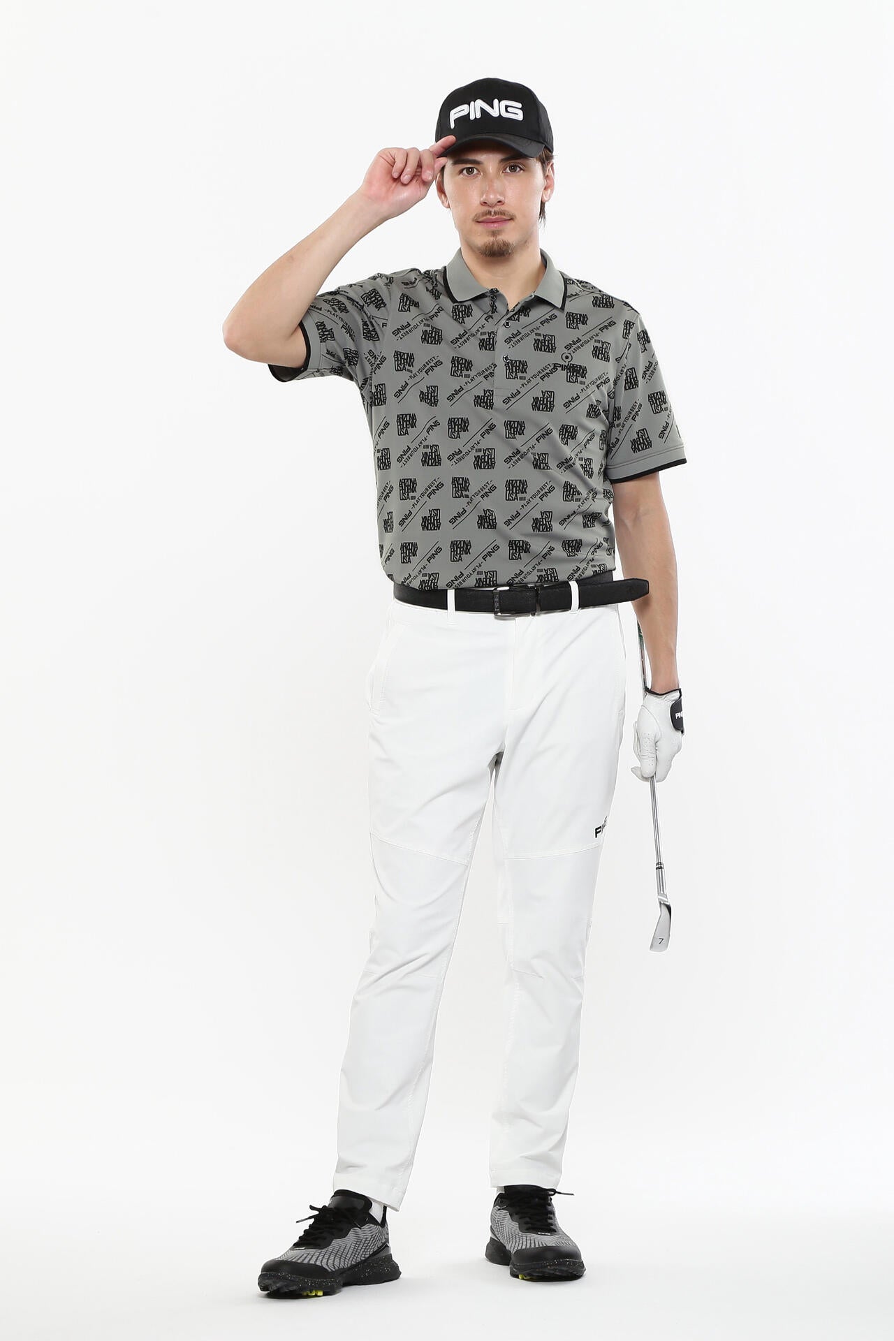 【PING APPAREL】バイアスロゴジャガード 半袖ポロシャツ <PERFORMANCE> (MENS)