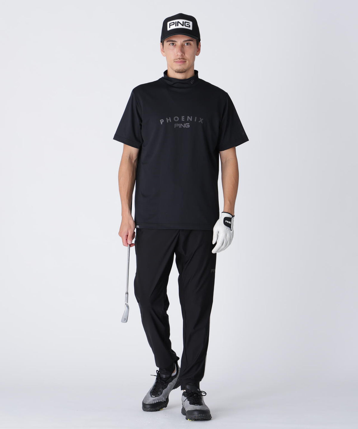 【PING APPAREL】メッシュジャカード半袖ハイネックシャツ <PERFORMANCE> (MENS)