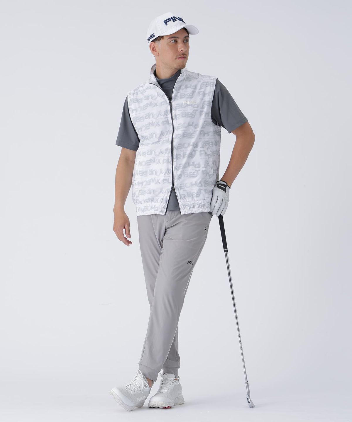 【PING APPAREL】メッシュジャカード半袖ハイネックシャツ <PERFORMANCE> (MENS)