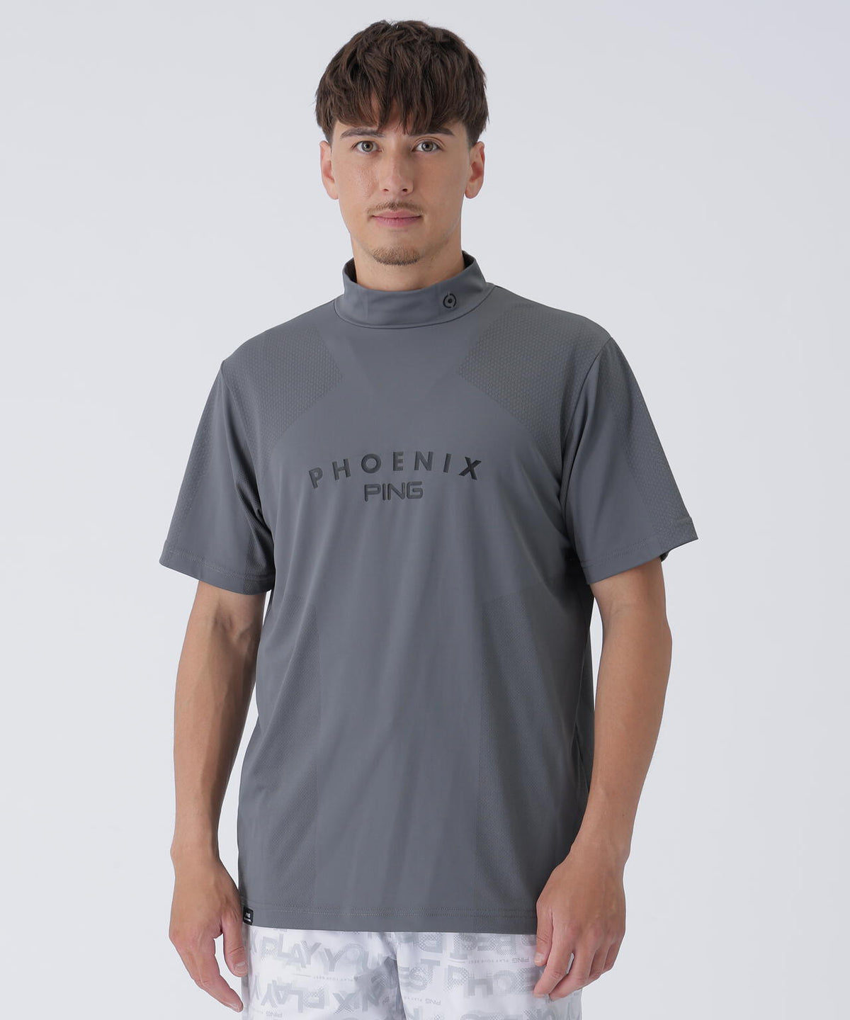 【PING APPAREL】メッシュジャカード半袖ハイネックシャツ <PERFORMANCE> (MENS)