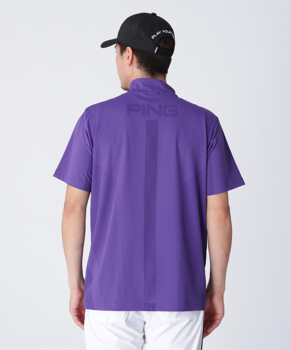 【PING APPAREL】メッシュジャカード半袖ハイネックシャツ <PERFORMANCE> (MENS)