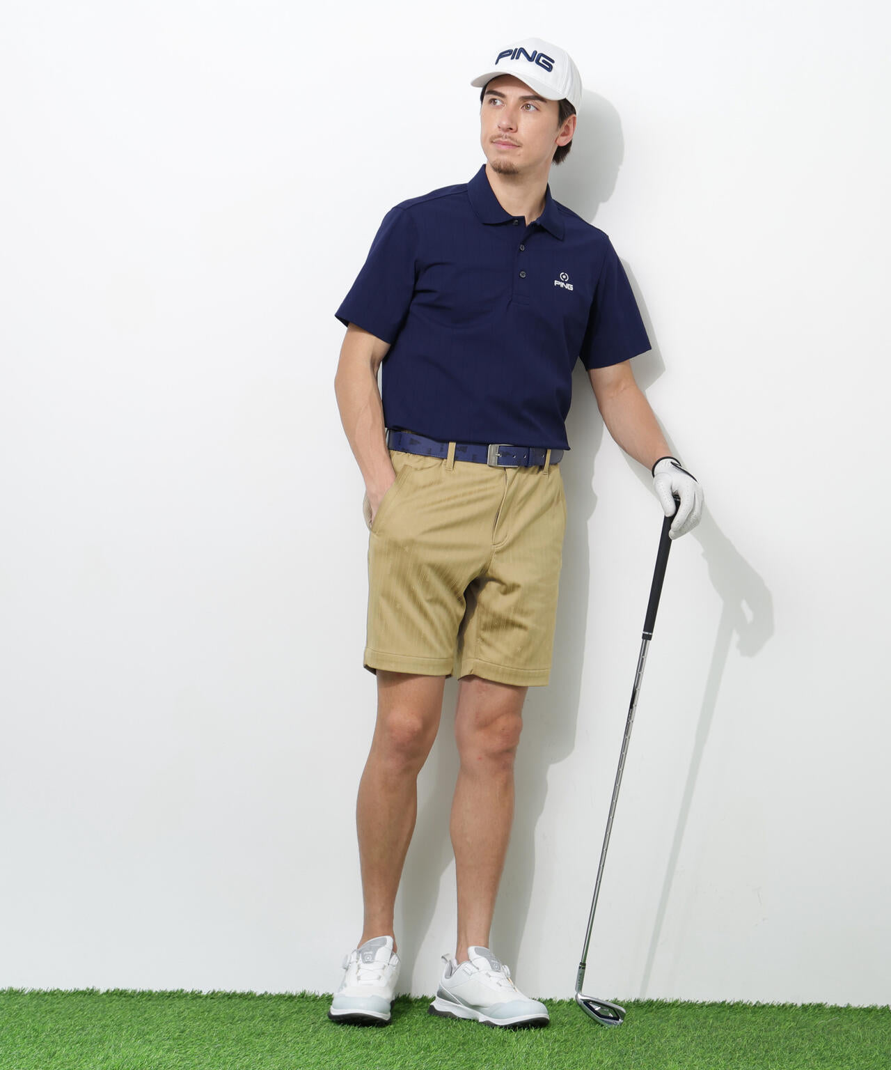 【PING APPAREL】全方向ストレッチ凸凹ストライプジャカードショートパンツ <NATIVE> (MENS)