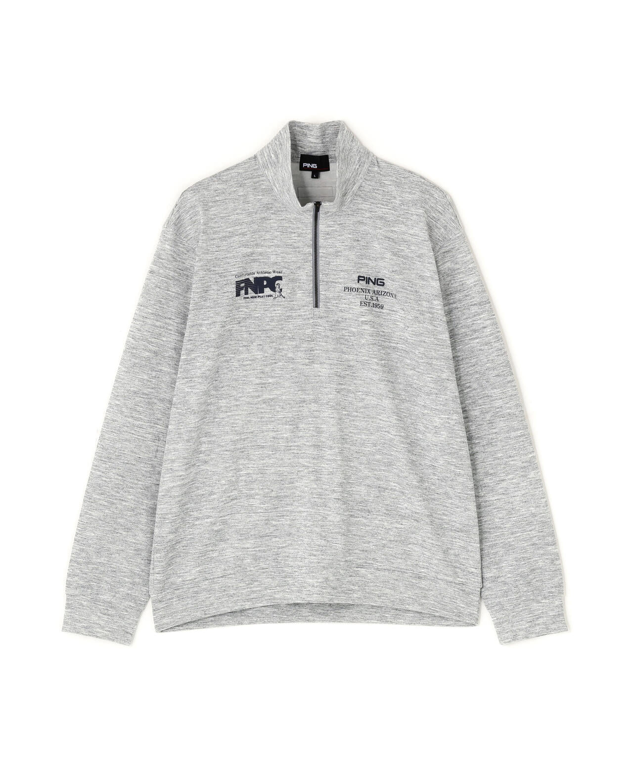 【PING APPAREL】全方向ストレッチダブルフェイスドライミックスアイストーンハーフジップカットソー <NATIVE> (MENS)
