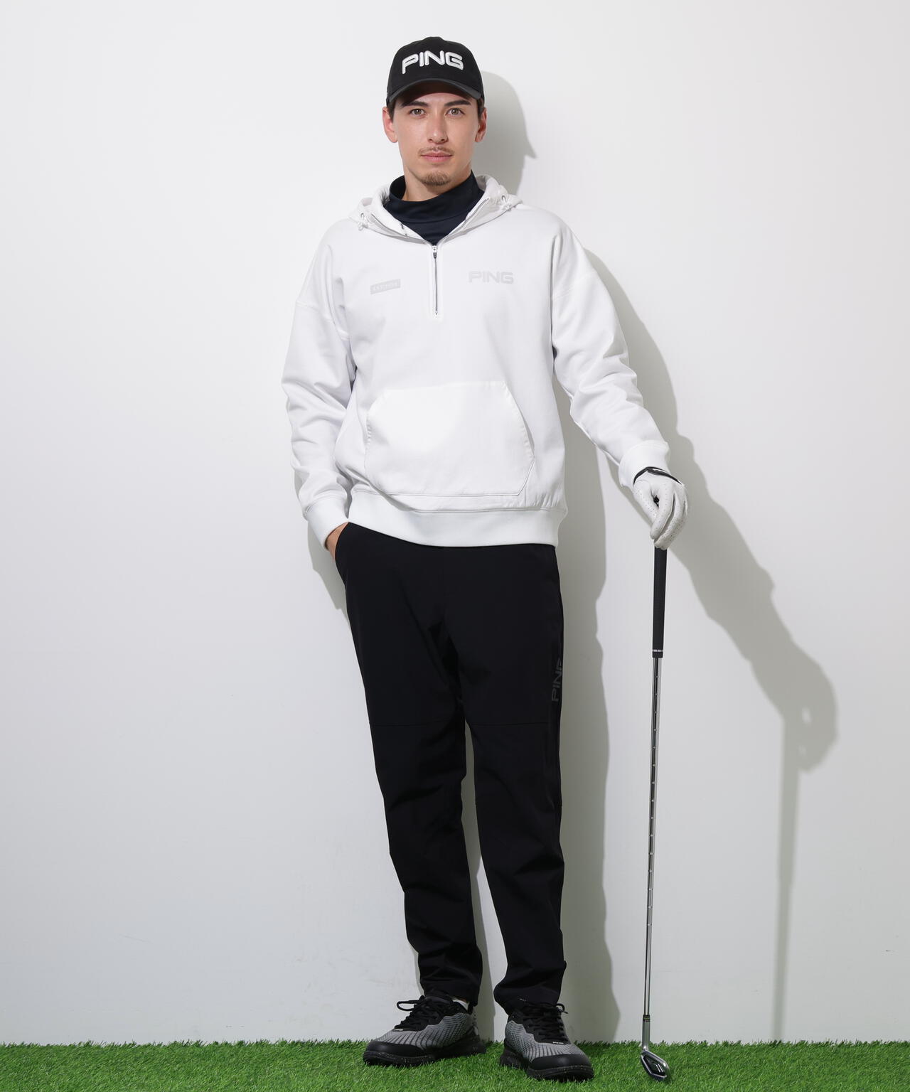 【PING APPAREL】全方向ストレッチ接結裏メッシュハーフジップスウェットフーディ <PERFORMANCE> (MENS)