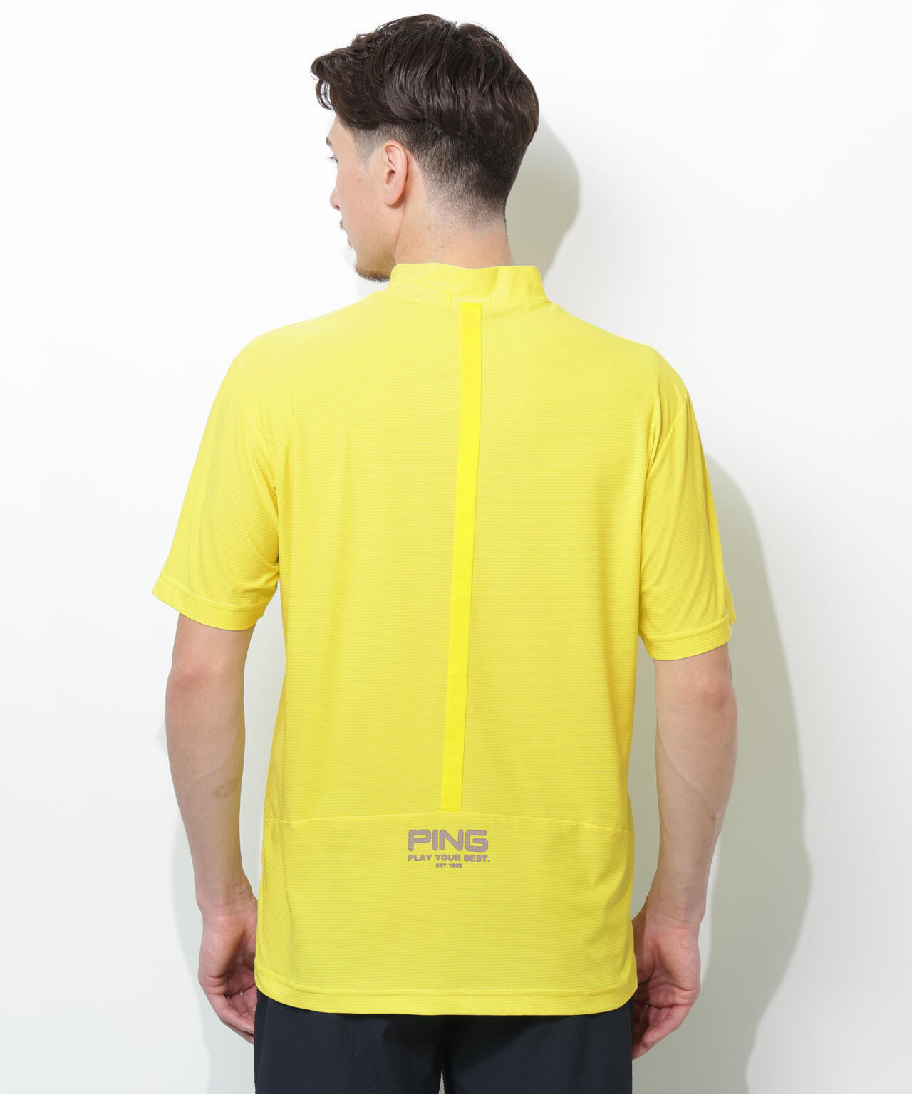 【PING APPAREL】シングルメッシュ レイブロック半袖ハイネックシャツ <PERFORMANCE> (MENS)