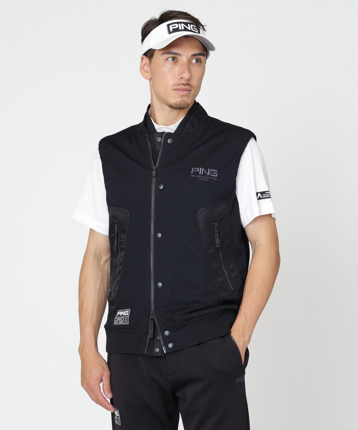【PING APPAREL】ワッフルフルジップベスト <GOLD> (MENS)