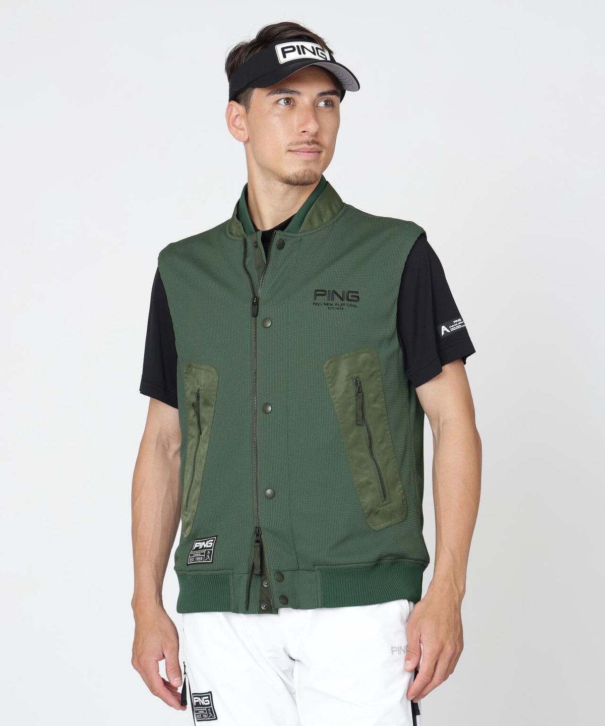 【PING APPAREL】ワッフルフルジップベスト <GOLD> (MENS)