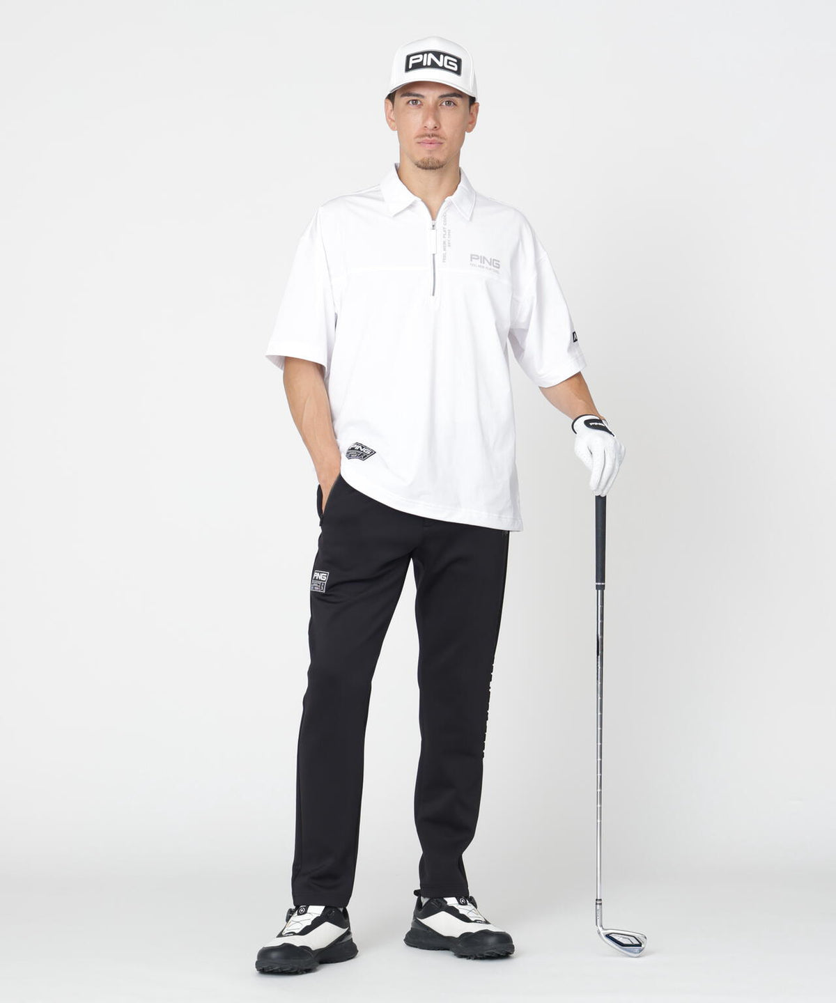 【PING APPAREL】半袖ハーフジップシャツ <GOLD> (MENS)