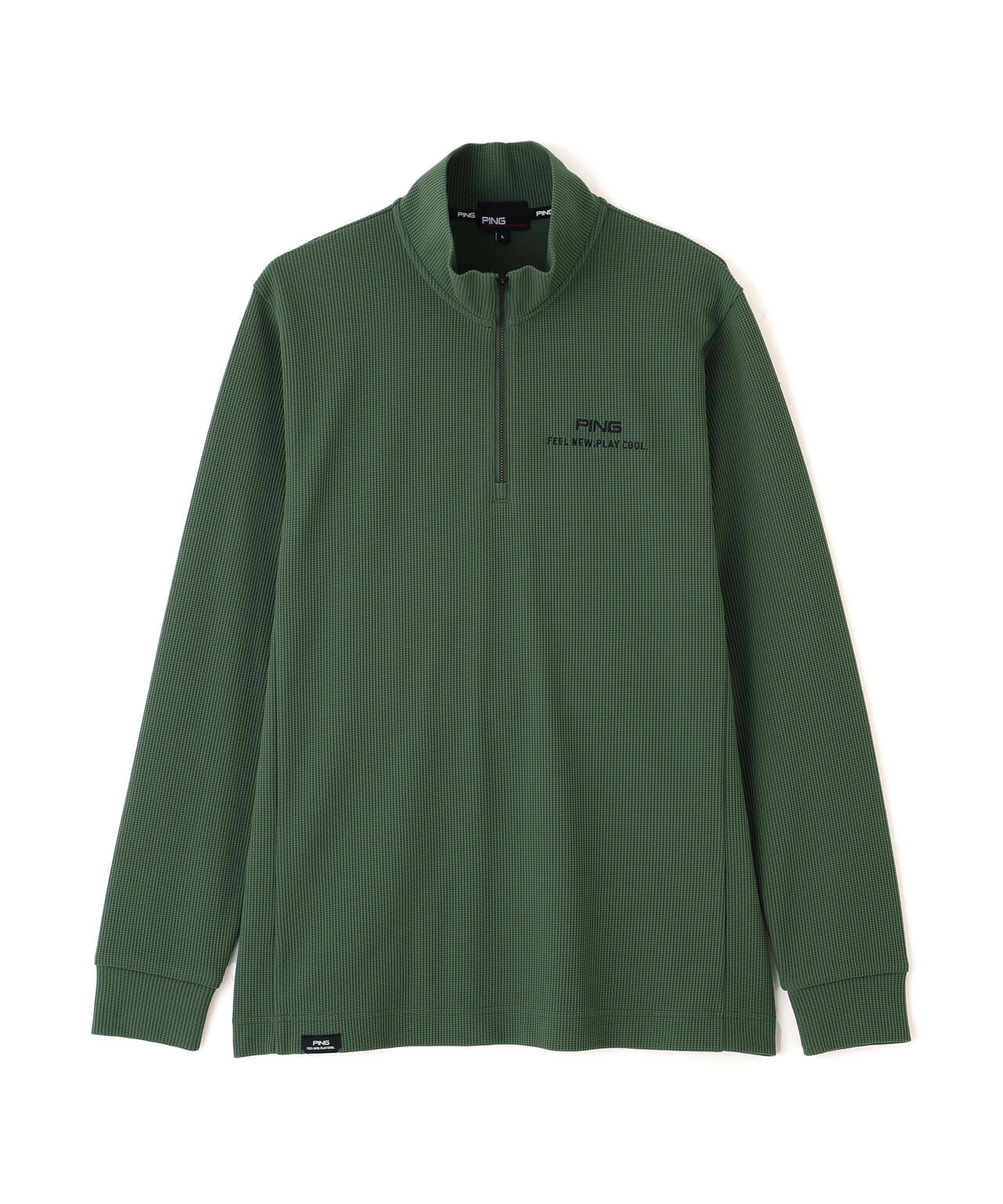 【PING APPAREL】ストレッチワッフルハーフジップカットソー (MENS)