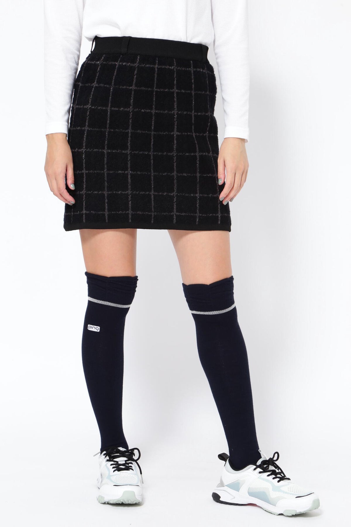 【PING APPAREL】ブークレチェック柄 ジャカードニットスカート <NATIVE> (LADIES)