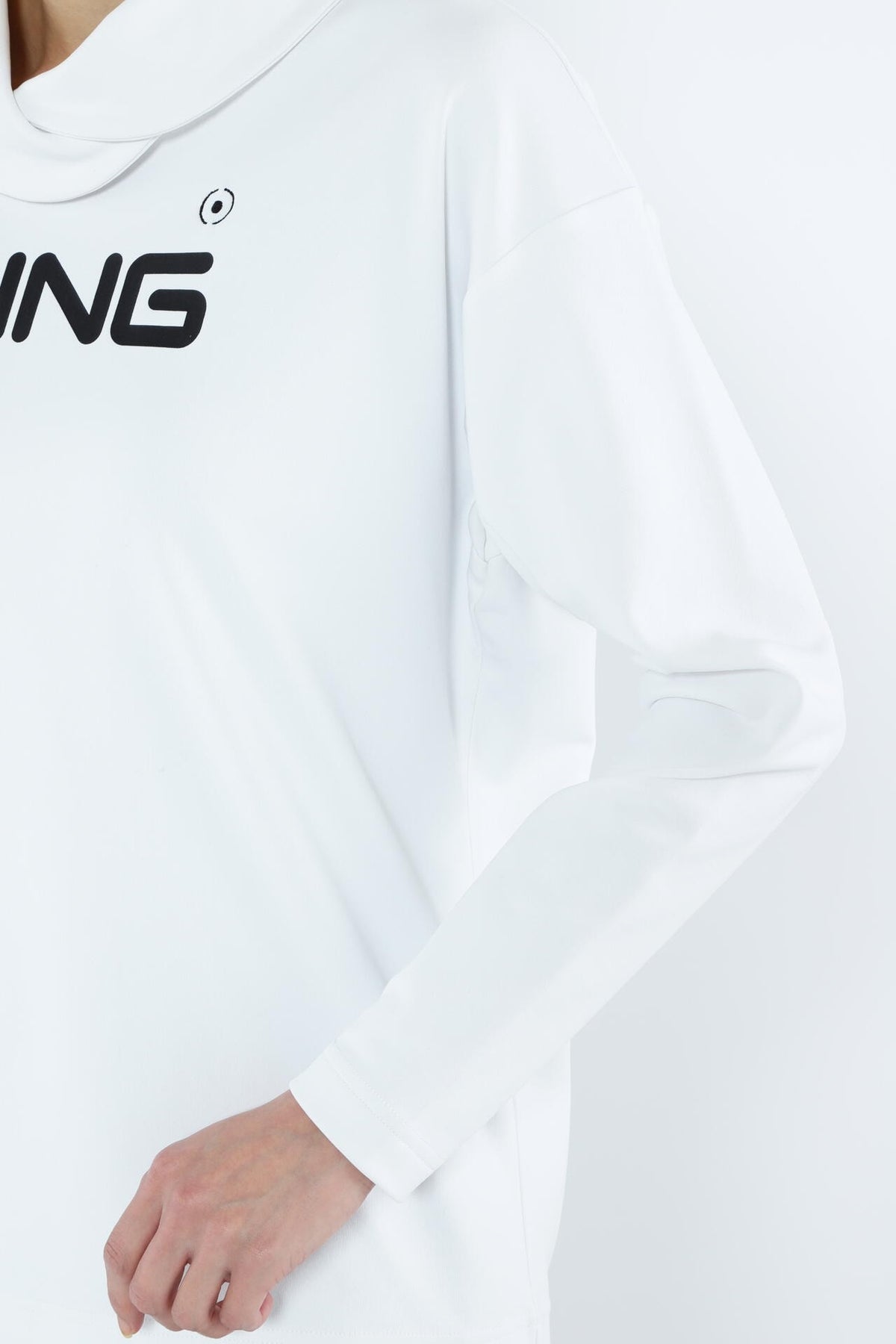 【PING APPAREL】ベアスムースUVハイストレッチ長袖裏フリース変形ハイネックカットソー <GOLD> (LADIES)