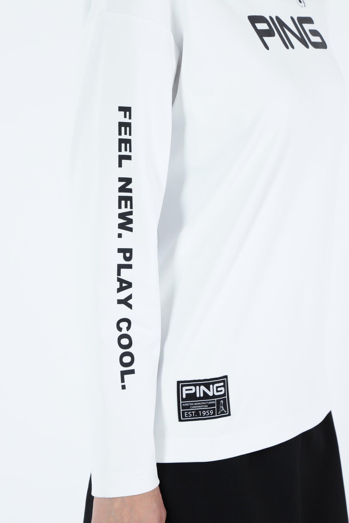 【PING APPAREL】ベアスムースUVハイストレッチ長袖裏フリース変形ハイネックカットソー <GOLD> (LADIES)